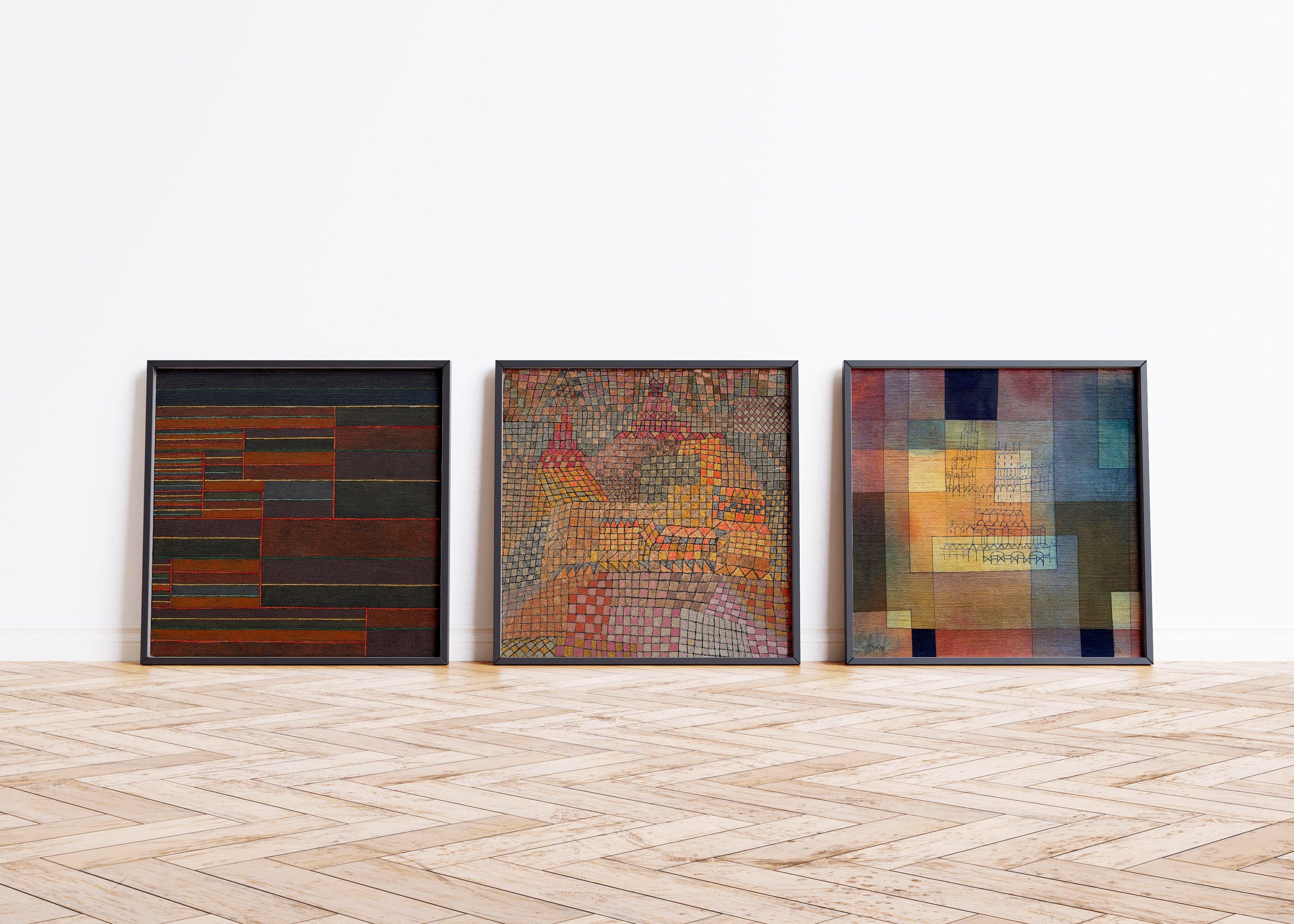 Set of 3 Paul Klee Art Posters - On the Current Six Thresholds; Polyphonic Architecture and Stadtburg Castle | Available framed or unframed - 9ArtPrints