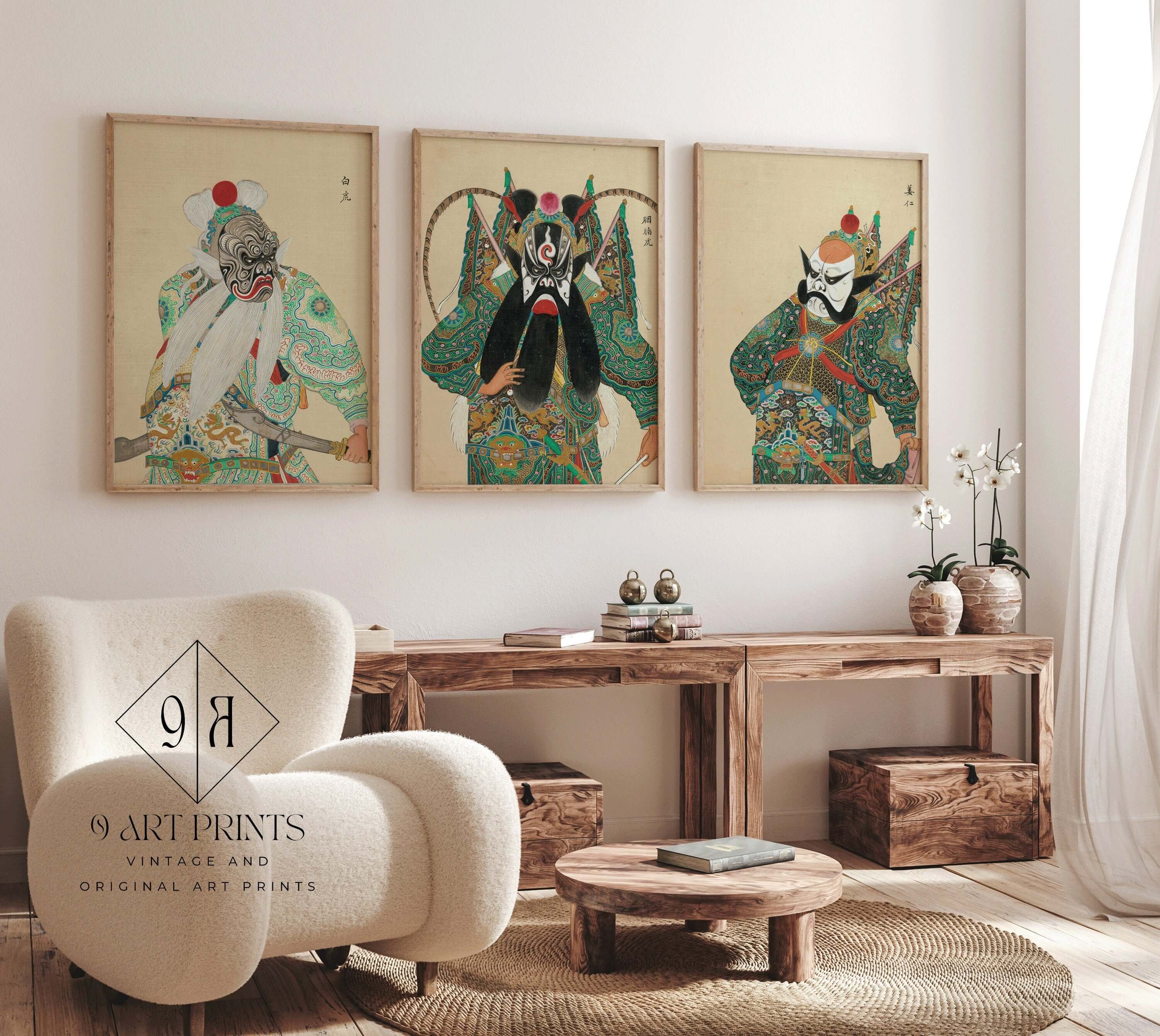 Set of 3 Peking Opera Art | Classic Chinese Art (available framed or unframed) - 9ArtPrints