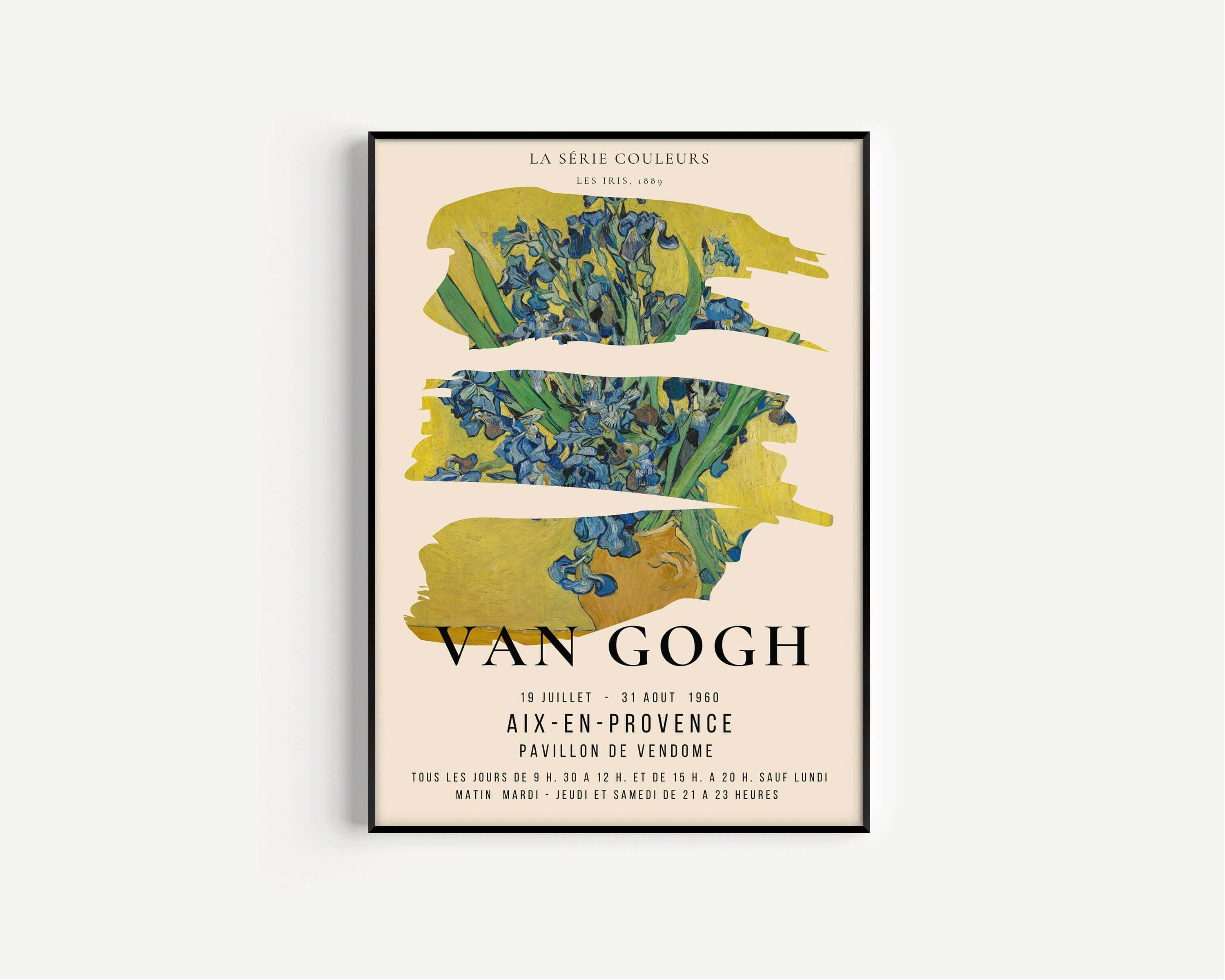 Set of 3 Van Gogh Prints Colour Series Museum Exhibition Art Nouveau Flower Pattern Flower Ready to hang Framed Home Office Decor - 9ArtPrints