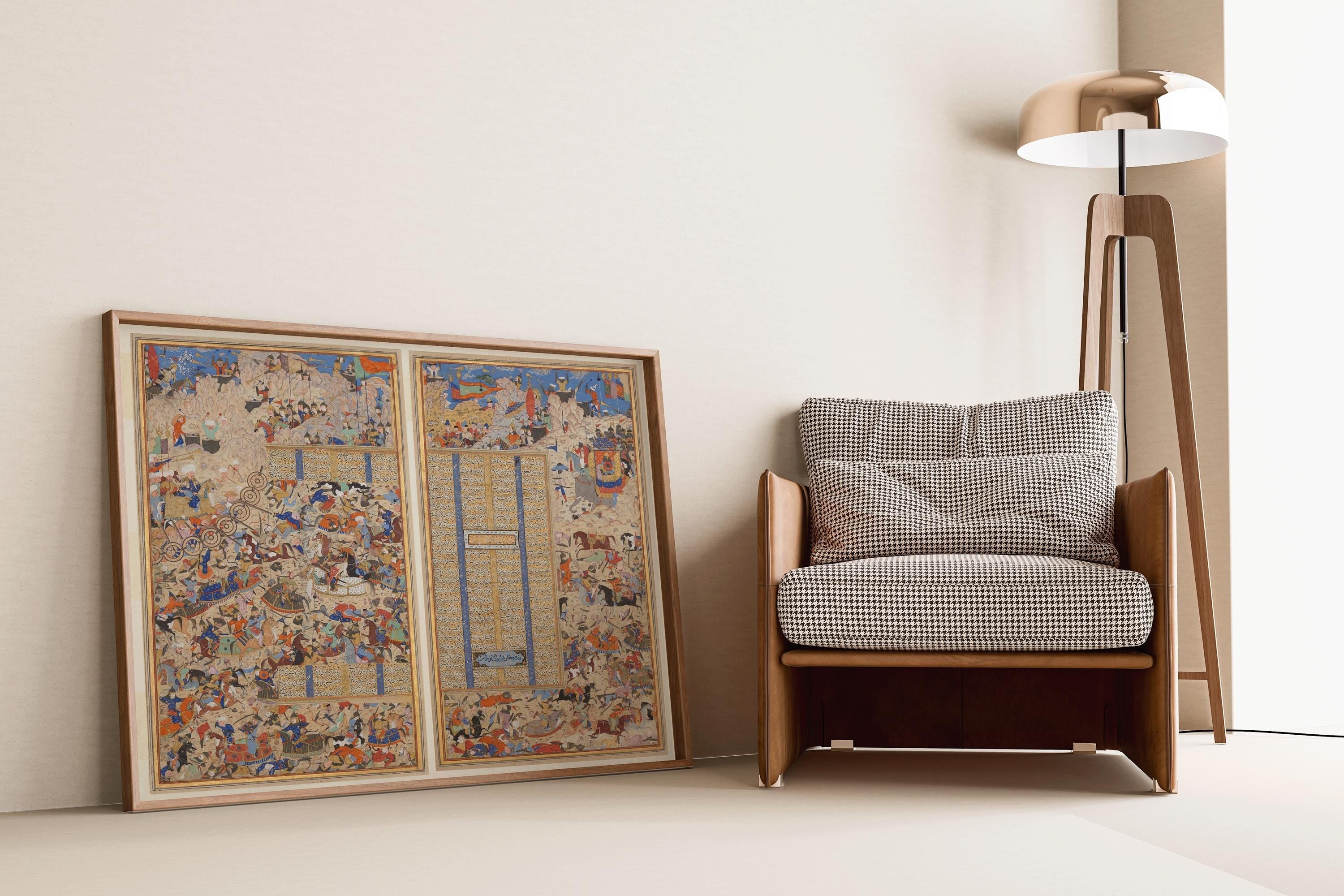 Shahnama Epic Art Print: Persian Miniature Battle Scene, Giclee on Hahnemühle Paper - 9ArtPrints