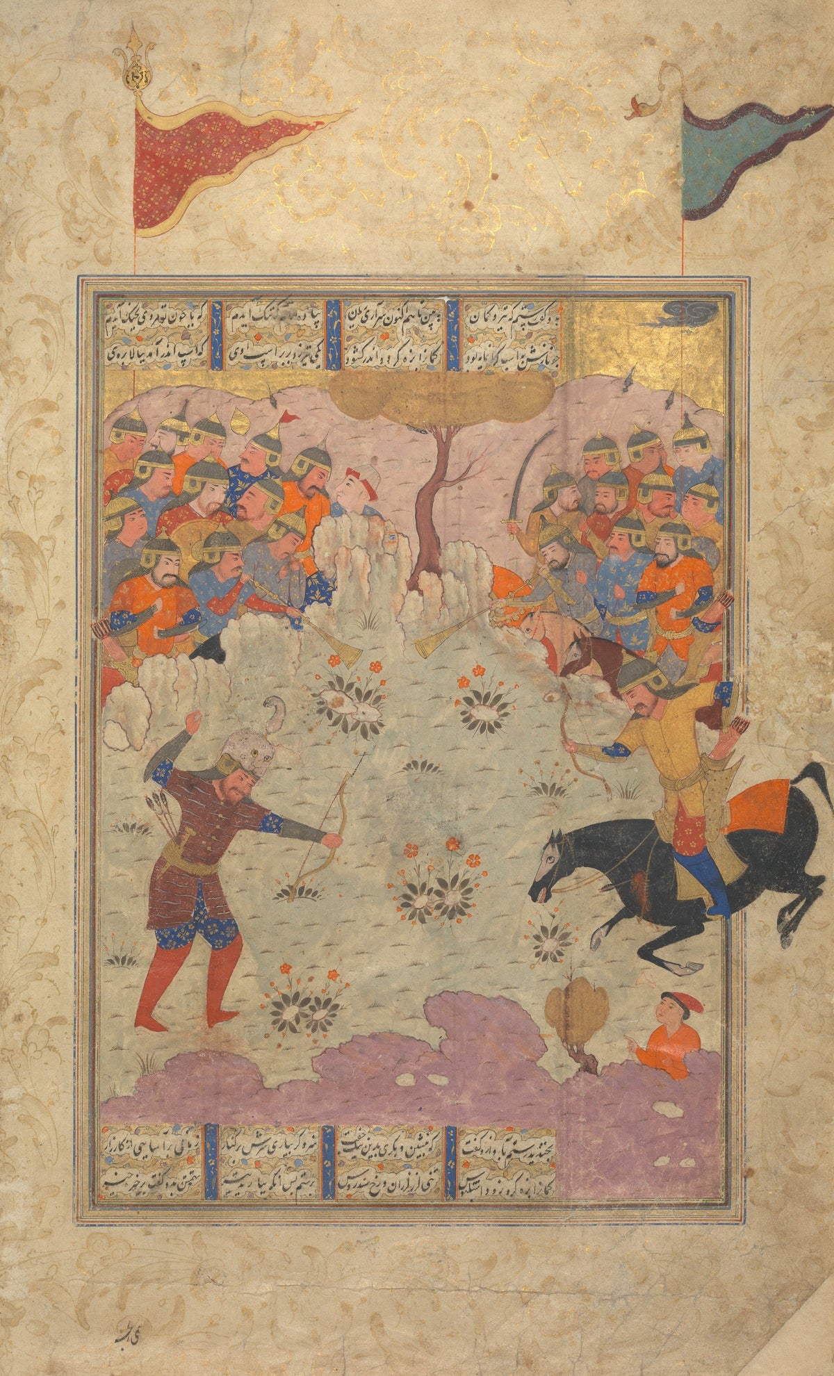 Shahnama: Rustam Fighting Ashkabus | Persian Miniature Art Print