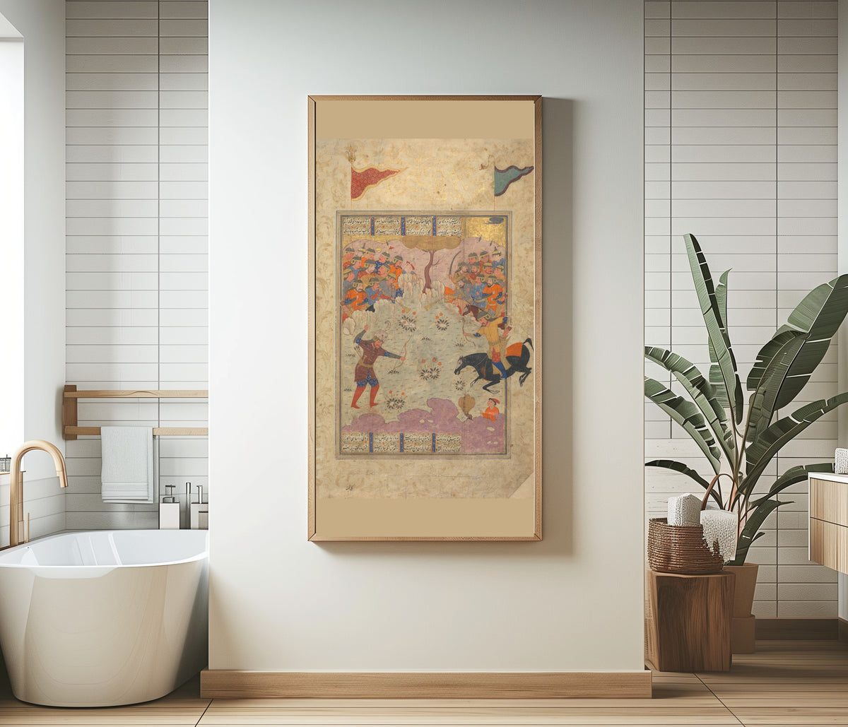 Shahnama: Rustam Fighting Ashkabus | Persian Miniature Art Print