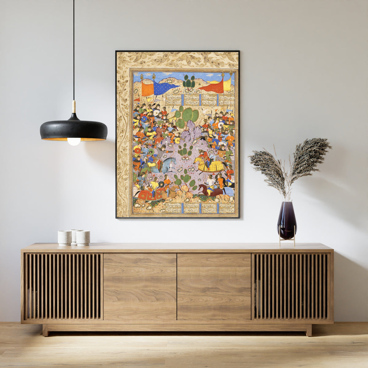 Shahnama: The Battle between Bahram Chubina and Sava Shah | Persian Miniature Art Print