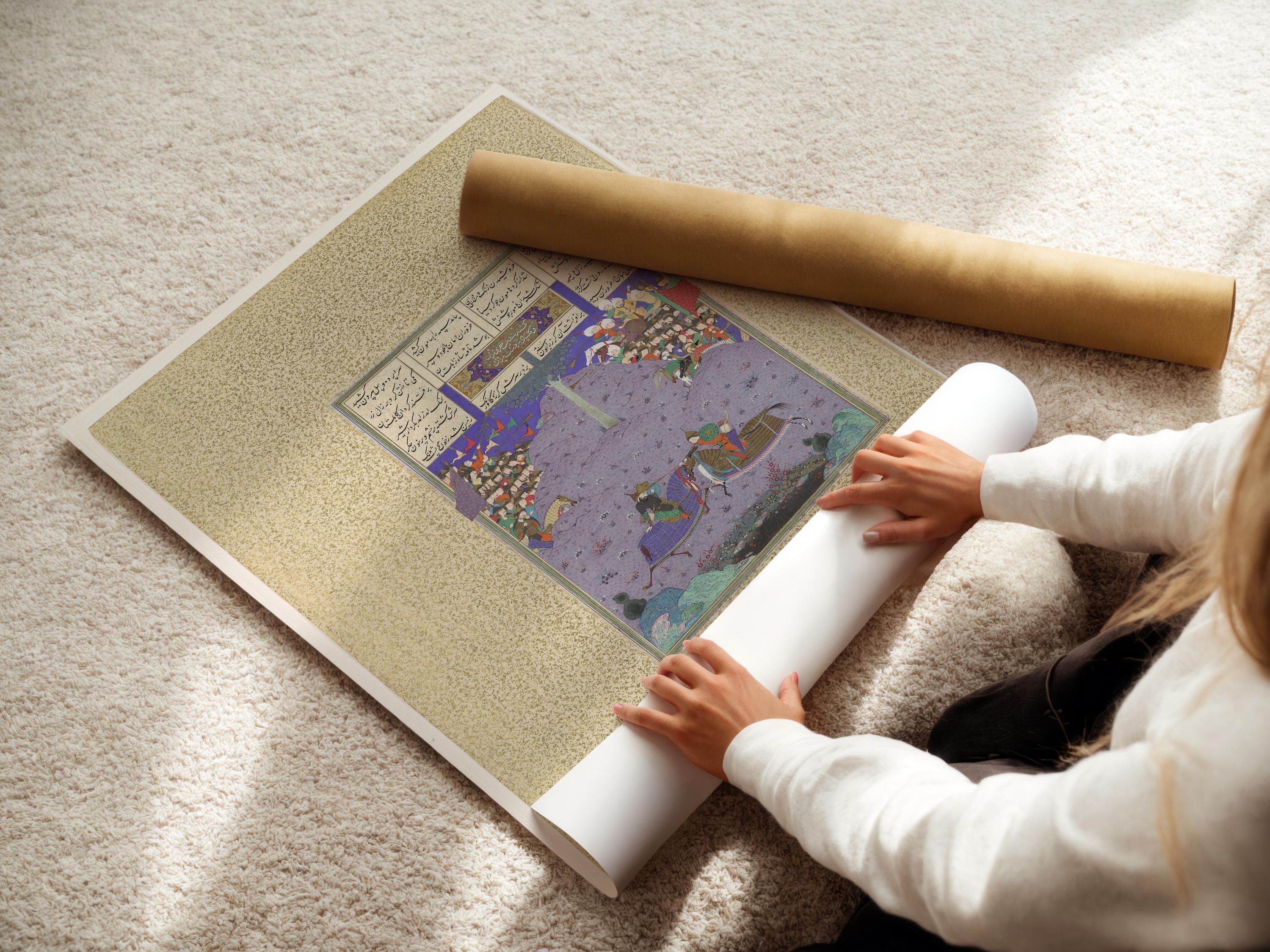 Shahnameh Art Print: Persian Miniature, Zal Slays Khazarvan (Framed & Unframed Available) - 9ArtPrints