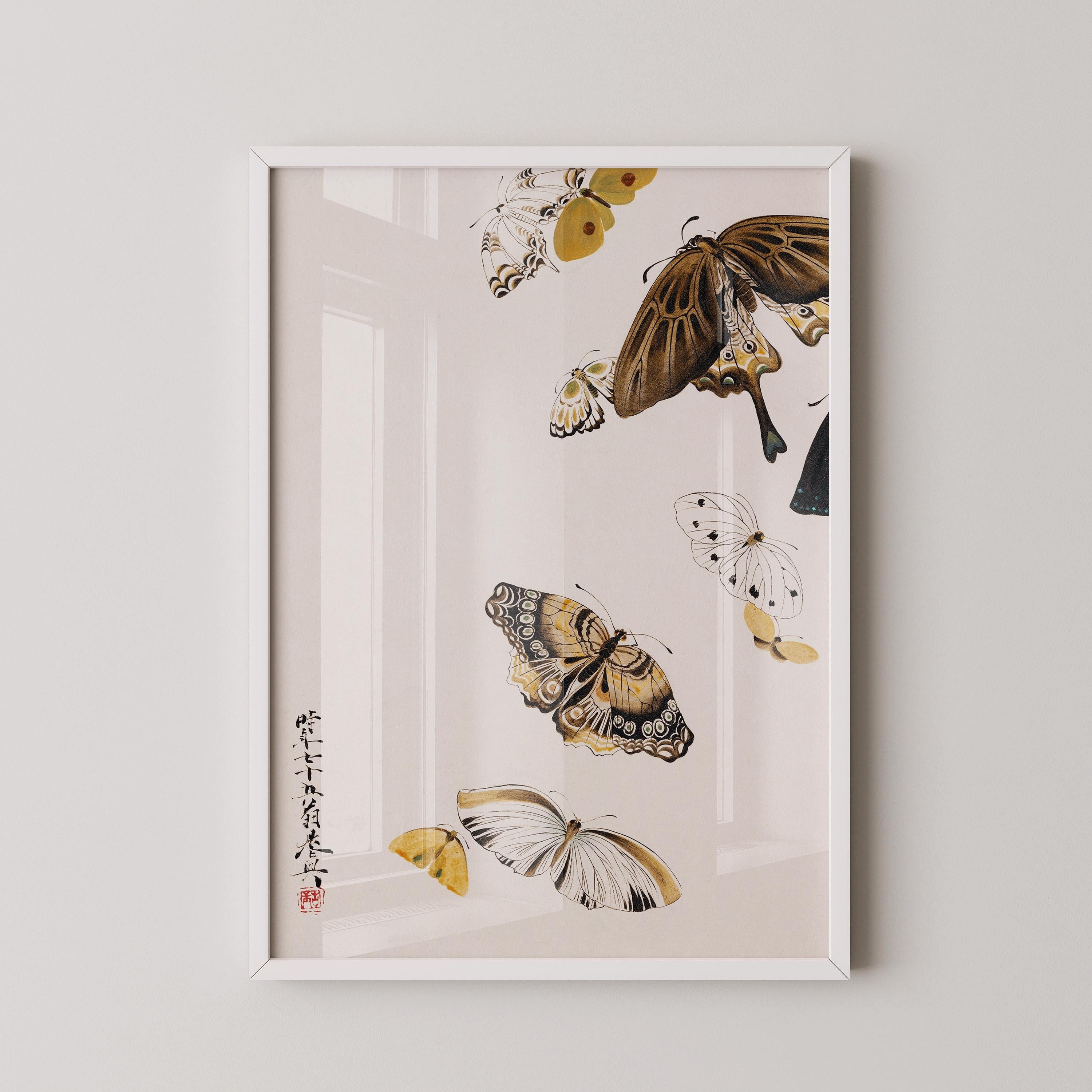 Shibata Zeshin - Butterflies | PREMIUM GICLÉE PRINT | Vintage Japanese Woodblock Art (available handframed ready to hang or unframed) - 9ArtPrints
