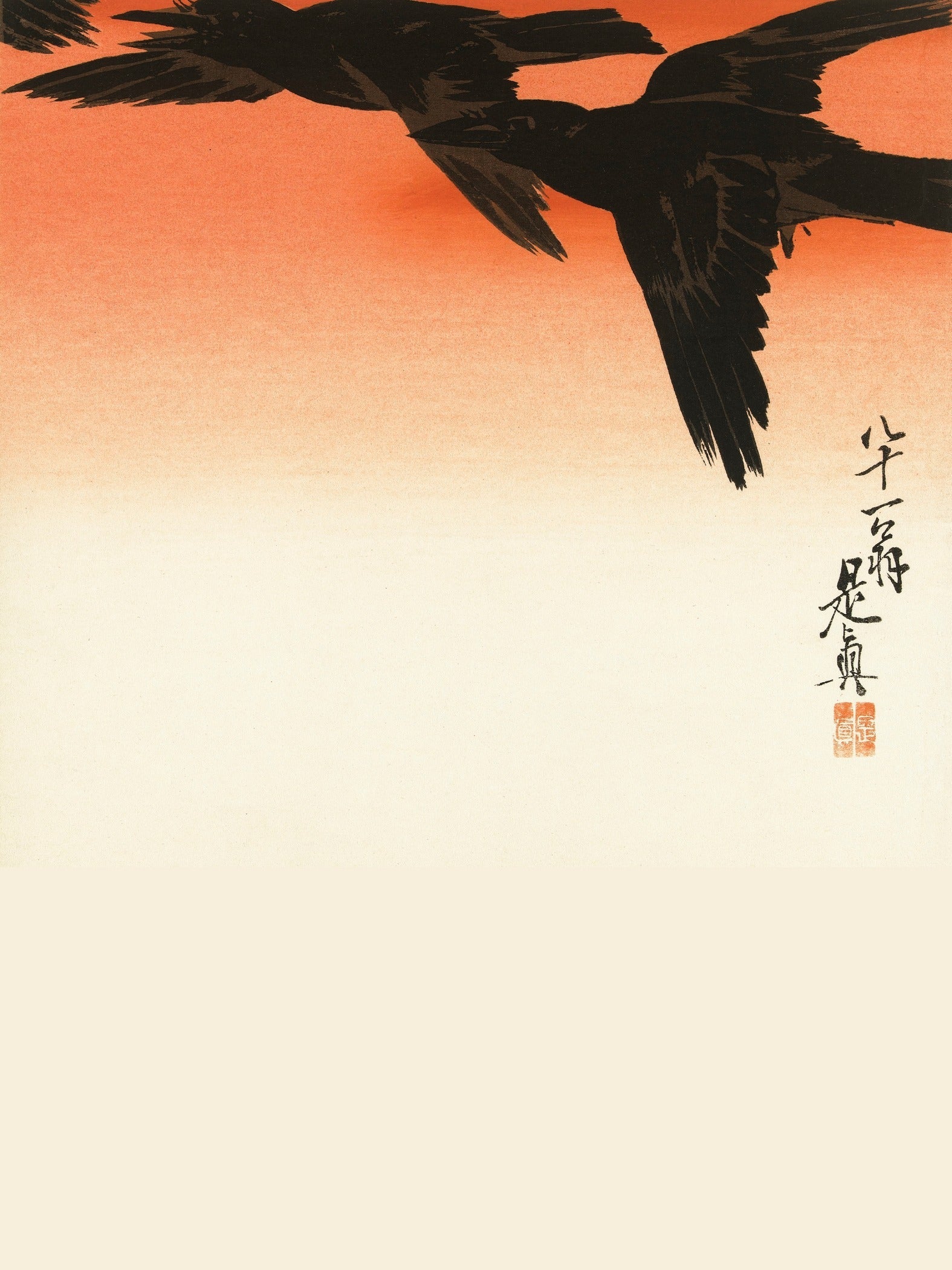 Shibata Zeshin — Crows at Dusk | Japanese Lacquer Art - 9ArtPrints