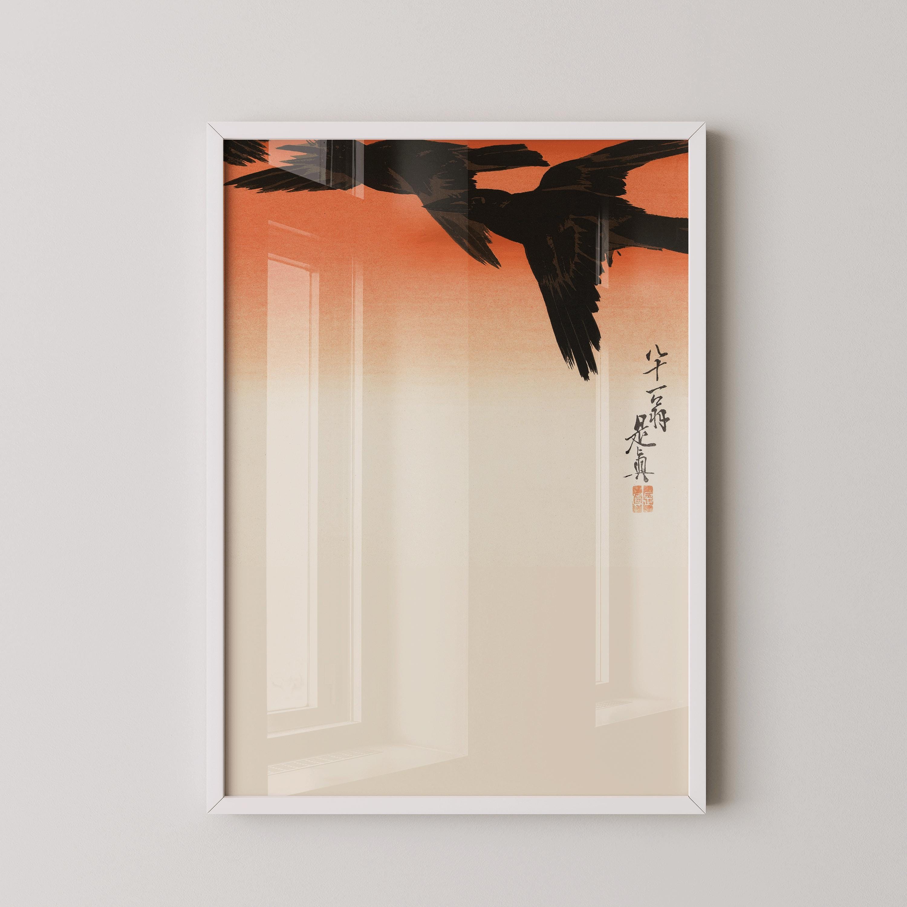 Shibata Zeshin - Crows at Dusk | PREMIUM GICLÉE PRINT | Vintage Japanese Woodblock Art (available handframed ready to hang or unframed) - 9ArtPrints