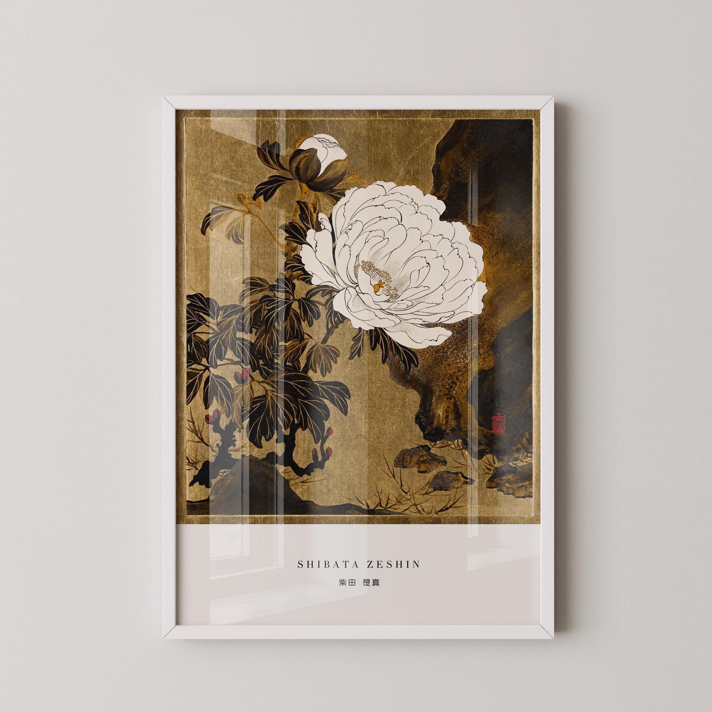 Shibata Zeshin - Peonies | PREMIUM GICLÉE PRINT | Vintage Japanese Woodblock Art (available handframed ready to hang or unframed) - 9ArtPrints
