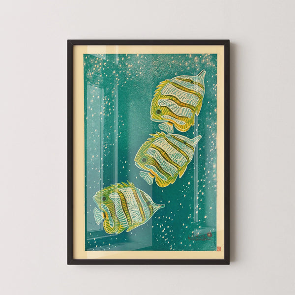 Shiro Kasamatsu Angelfish Giclee Print: Vintage Japanese Woodblock Art