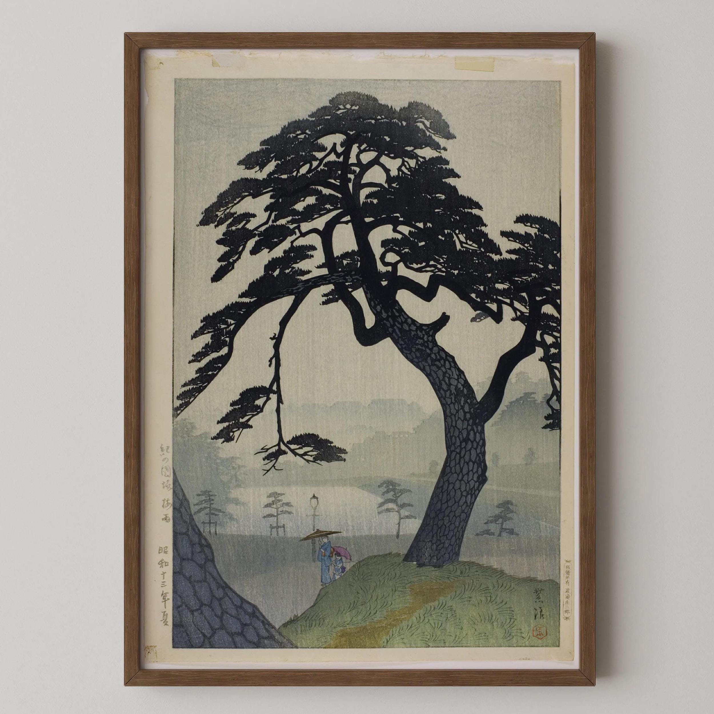 Shiro Kasamatsu - Kinkunisaka in the Rainy Season | Vintage Japanese Woodblock Art (available framed or unframed) - 9ArtPrints