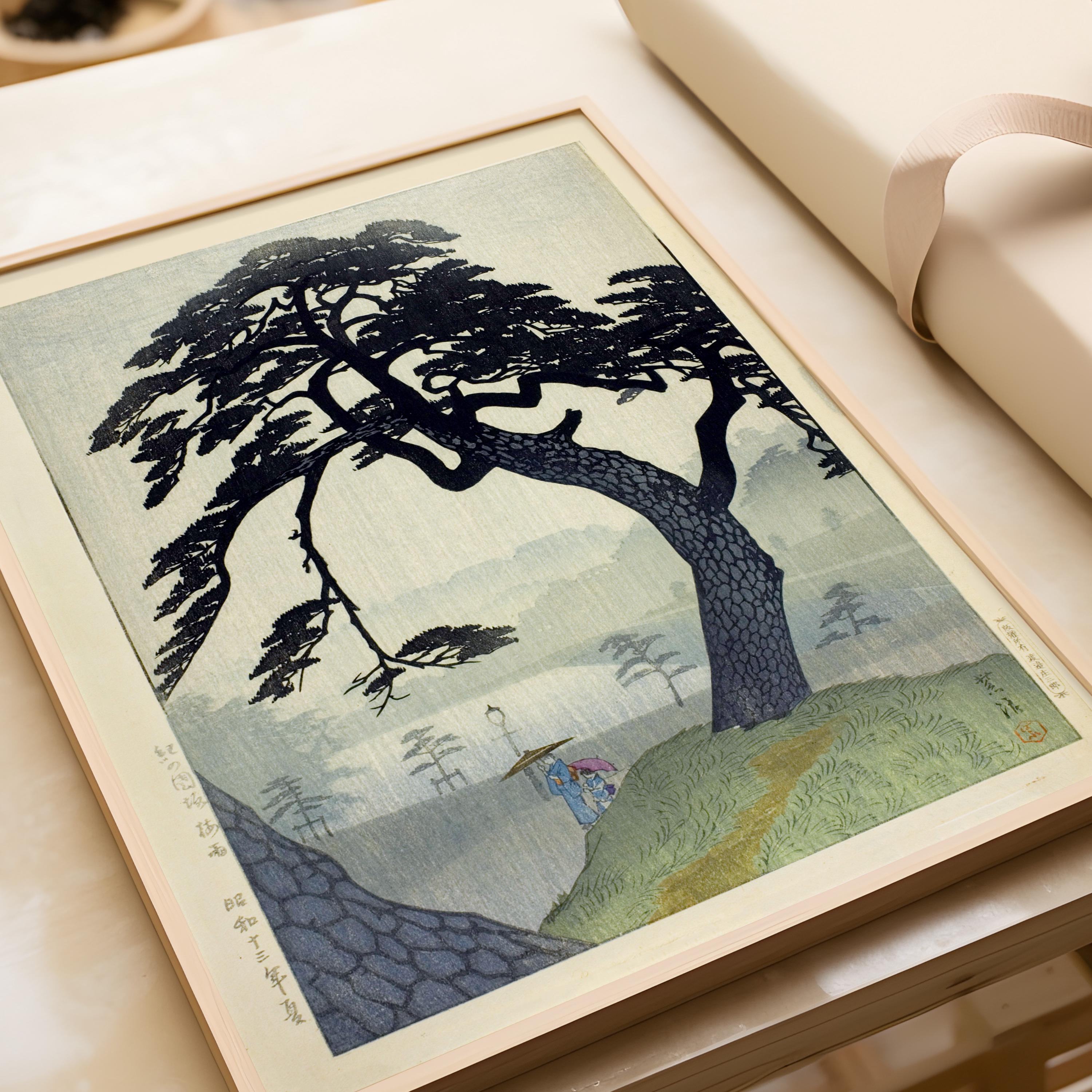 Shiro Kasamatsu - Kinkunisaka in the Rainy Season | Vintage Japanese Woodblock Art (available framed or unframed) - 9ArtPrints