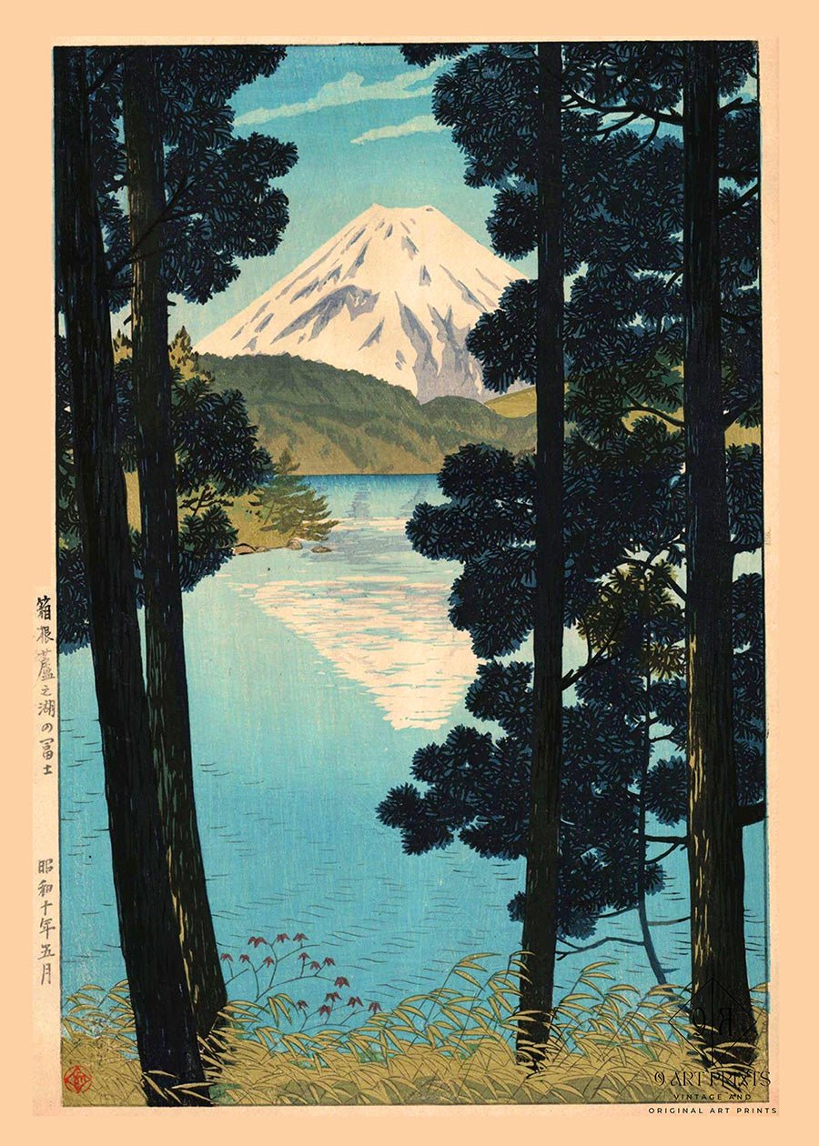 Shiro Kasamatsu Mount Fuji Japanese Woodblock Print: Hakone Lake Ashi, Vintage Art - 9ArtPrints