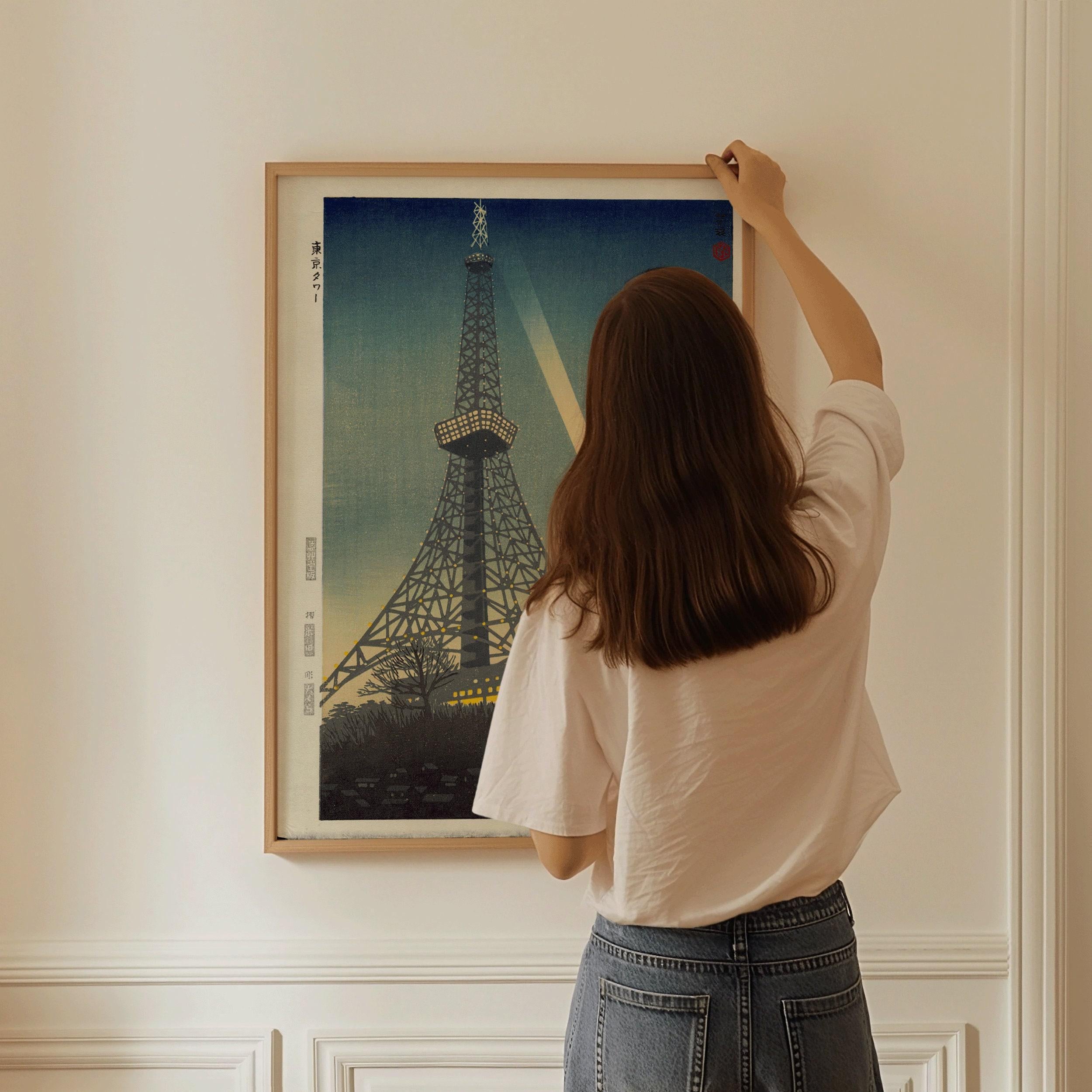 Shiro Kasamatsu - Tokyo Tower | PREMIUM GICLÉE PRINT | Vintage Japanese Woodblock Art (available handframed or unframed) - 9ArtPrints