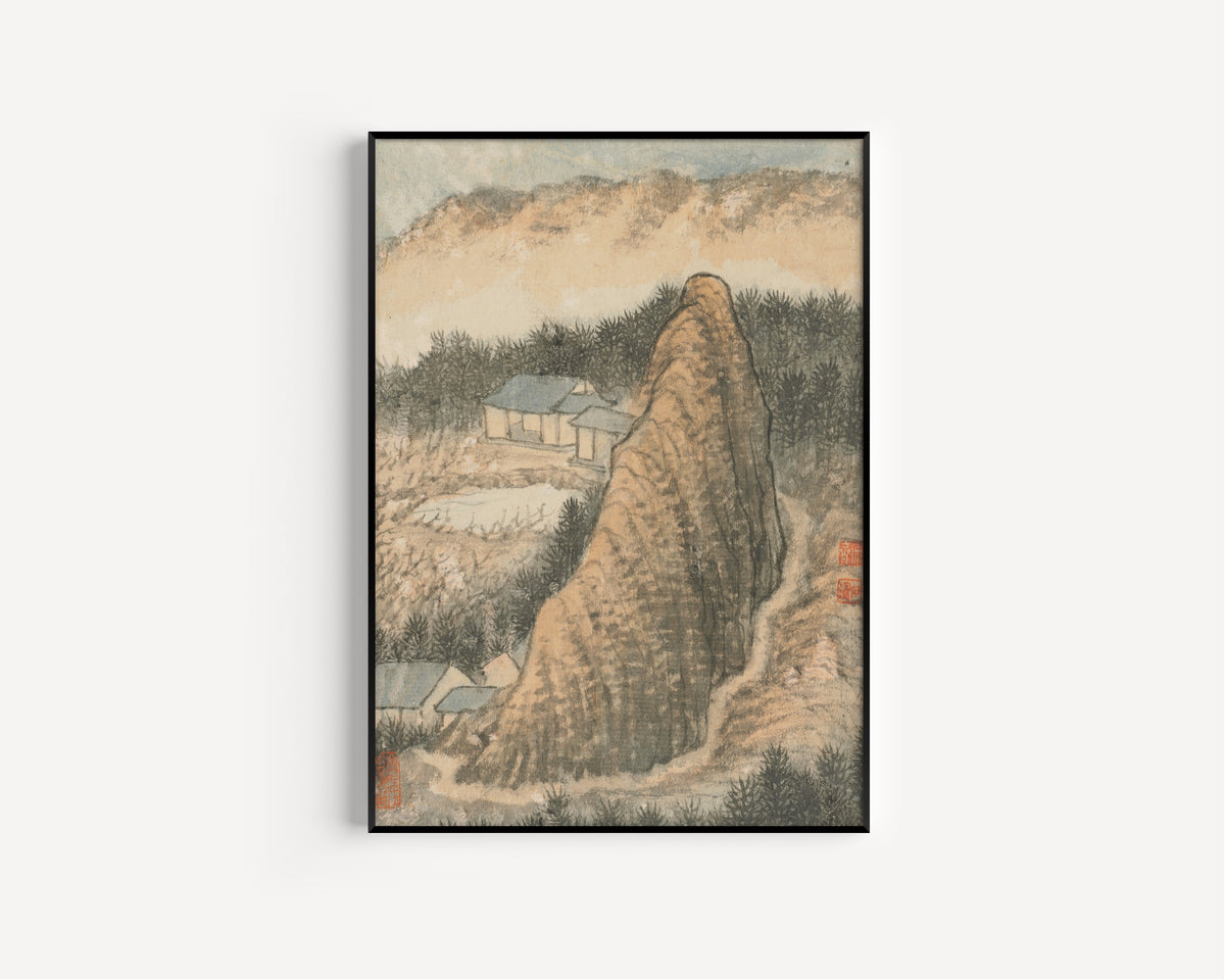 Shitao — Reminiscences of Qinhuai River (Tall Ochre Peak) | Chinese Ink Painting Art Print