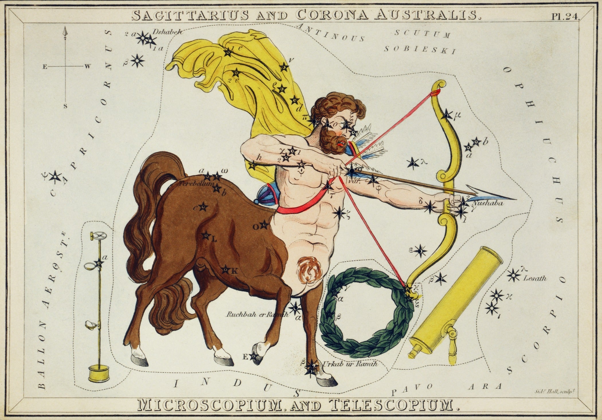 Sidney Hall — Sagittarius | Vintage Celestial Star Chart Print - 9ArtPrints