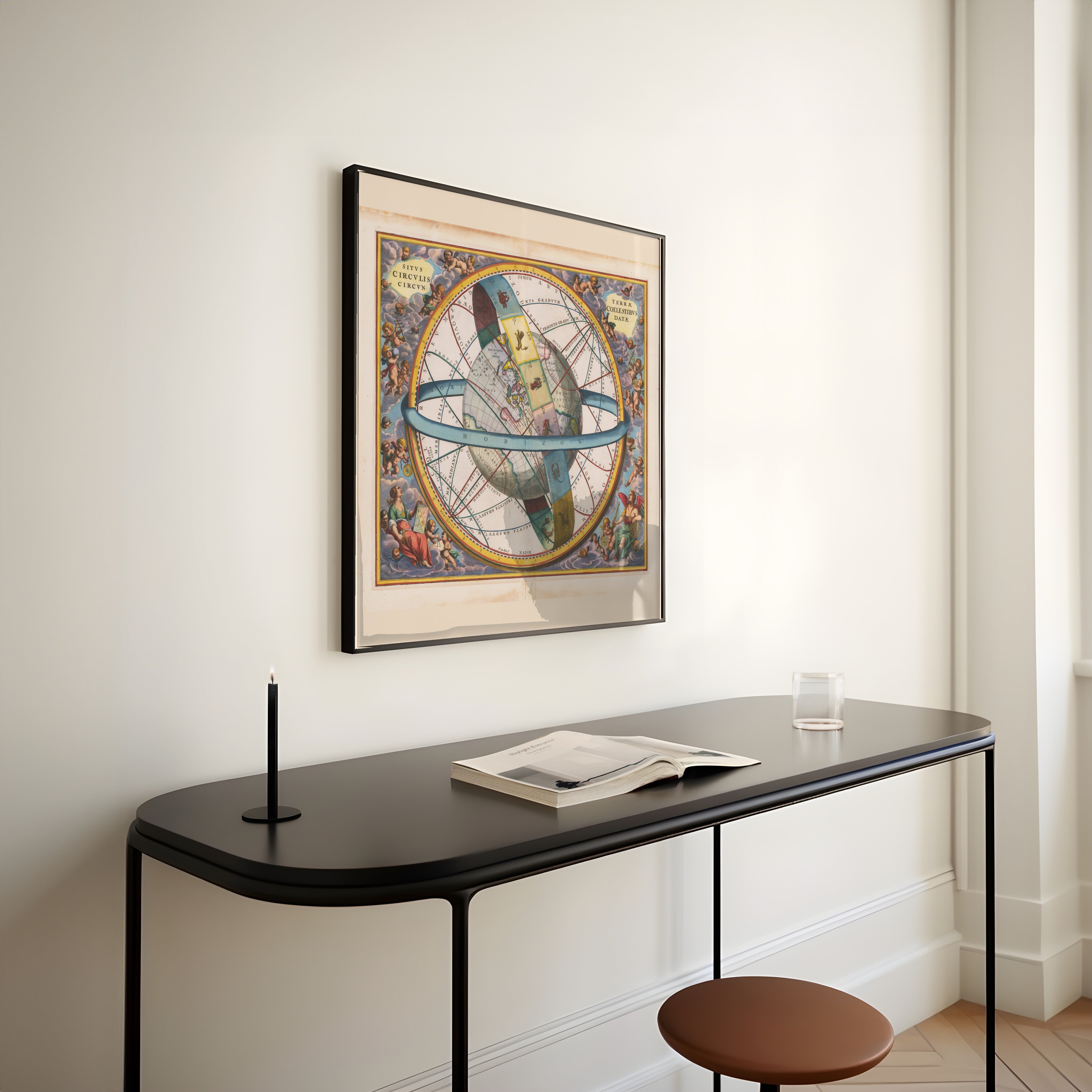 Andreas Cellarius — The Earth Encircled by the Celestial Circles (Plate 7) | Celestial Map Print