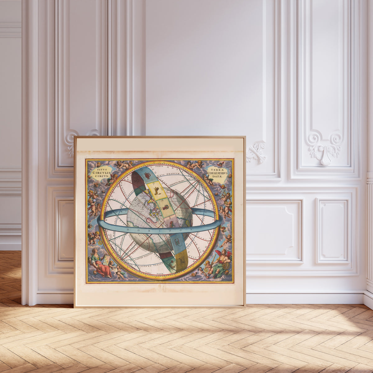 Andreas Cellarius — The Earth Encircled by the Celestial Circles (Plate 7) | Celestial Map Print
