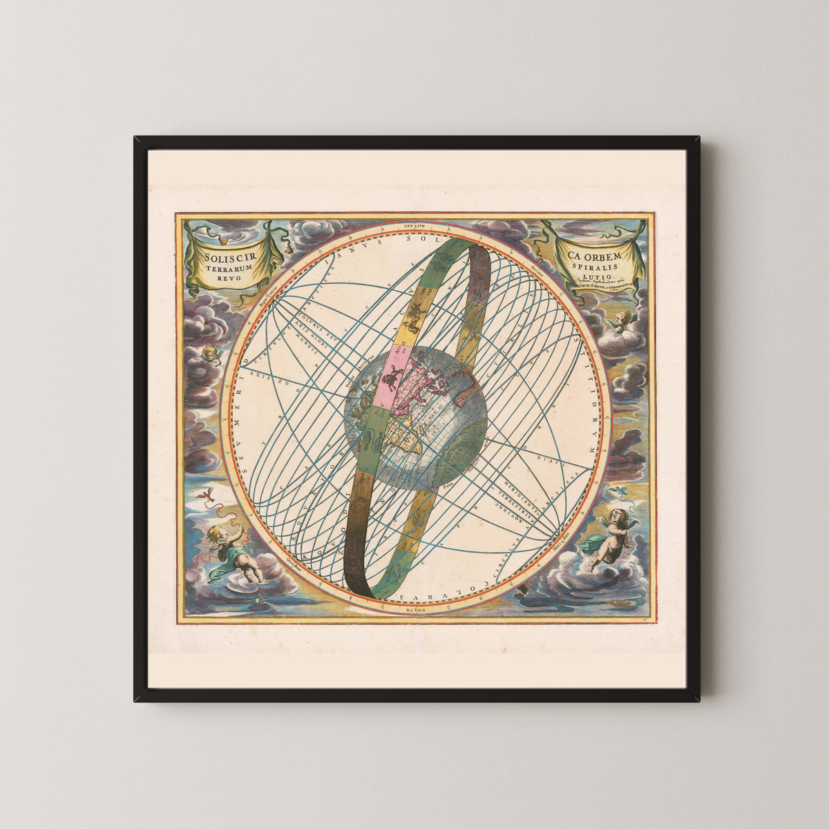 Andreas Cellarius — The Spiral Revolution of the Sun about the Earth (Plate 17) | Celestial Map Print