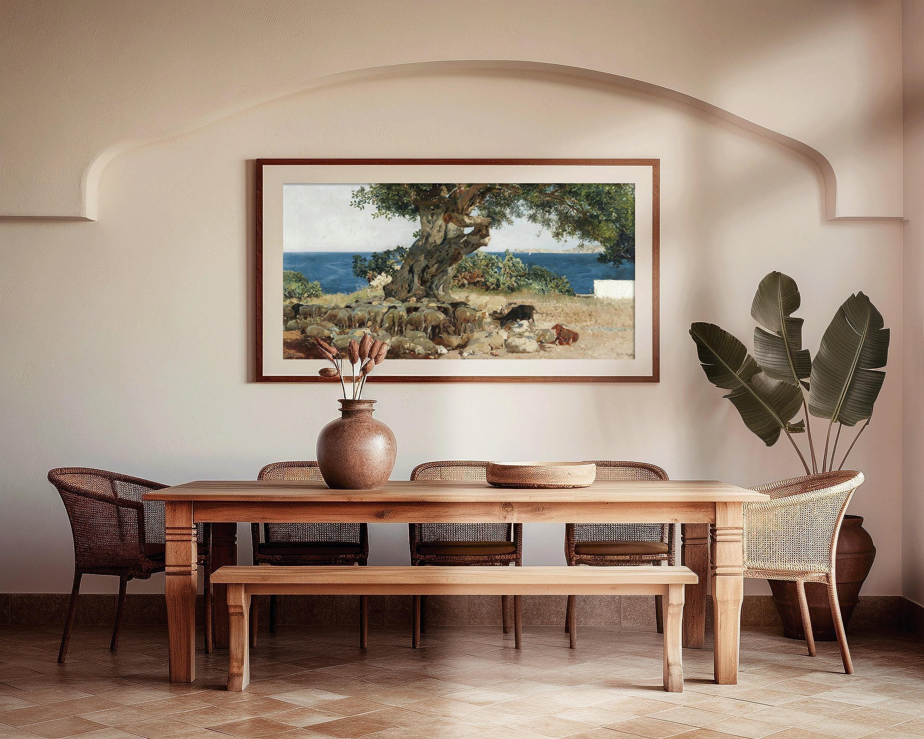 Sorolla Algarrobo Carob Tree Print: Impressionist Panoramic Art (2x1) - 9ArtPrints