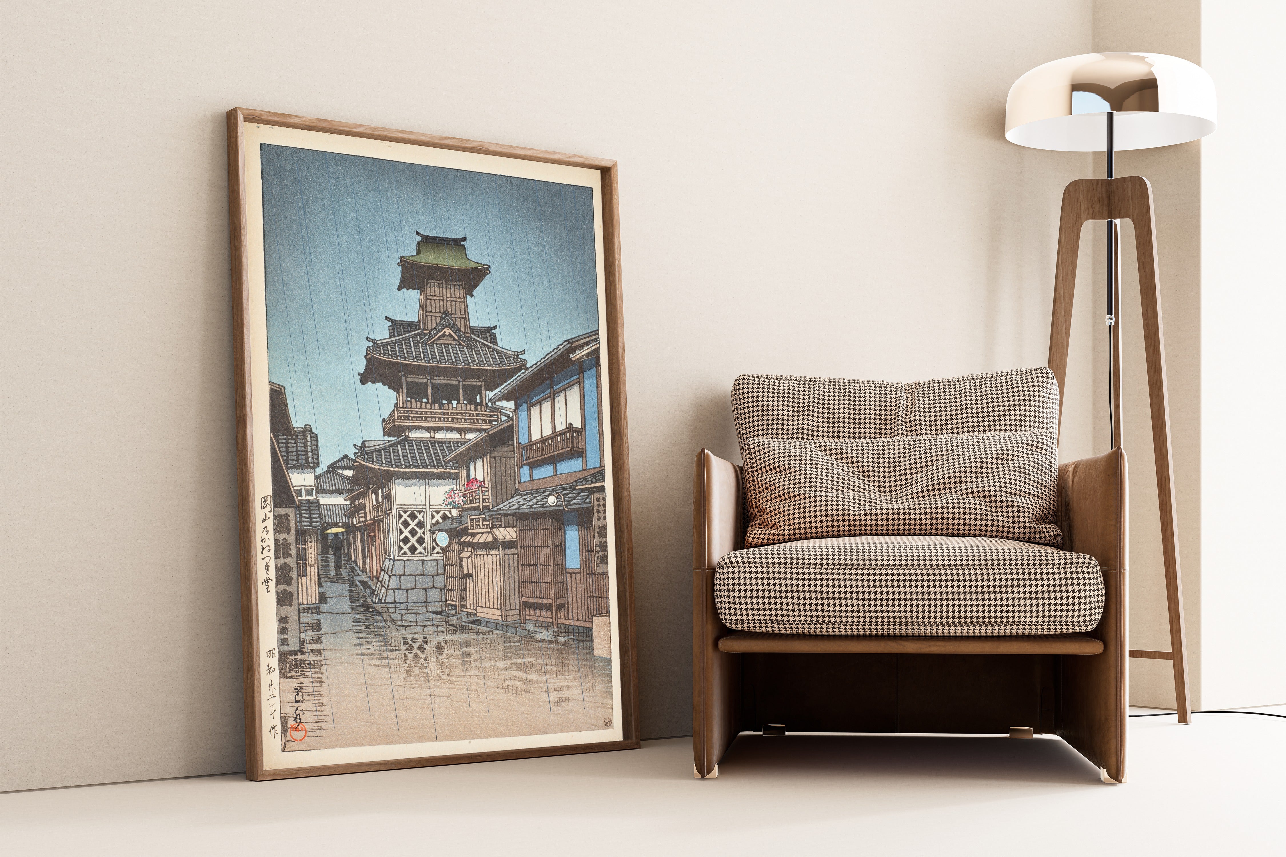 Kawase Hasui — Bell Tower at Okayama | Japanese Woodblock Print (Shin Hanga)
