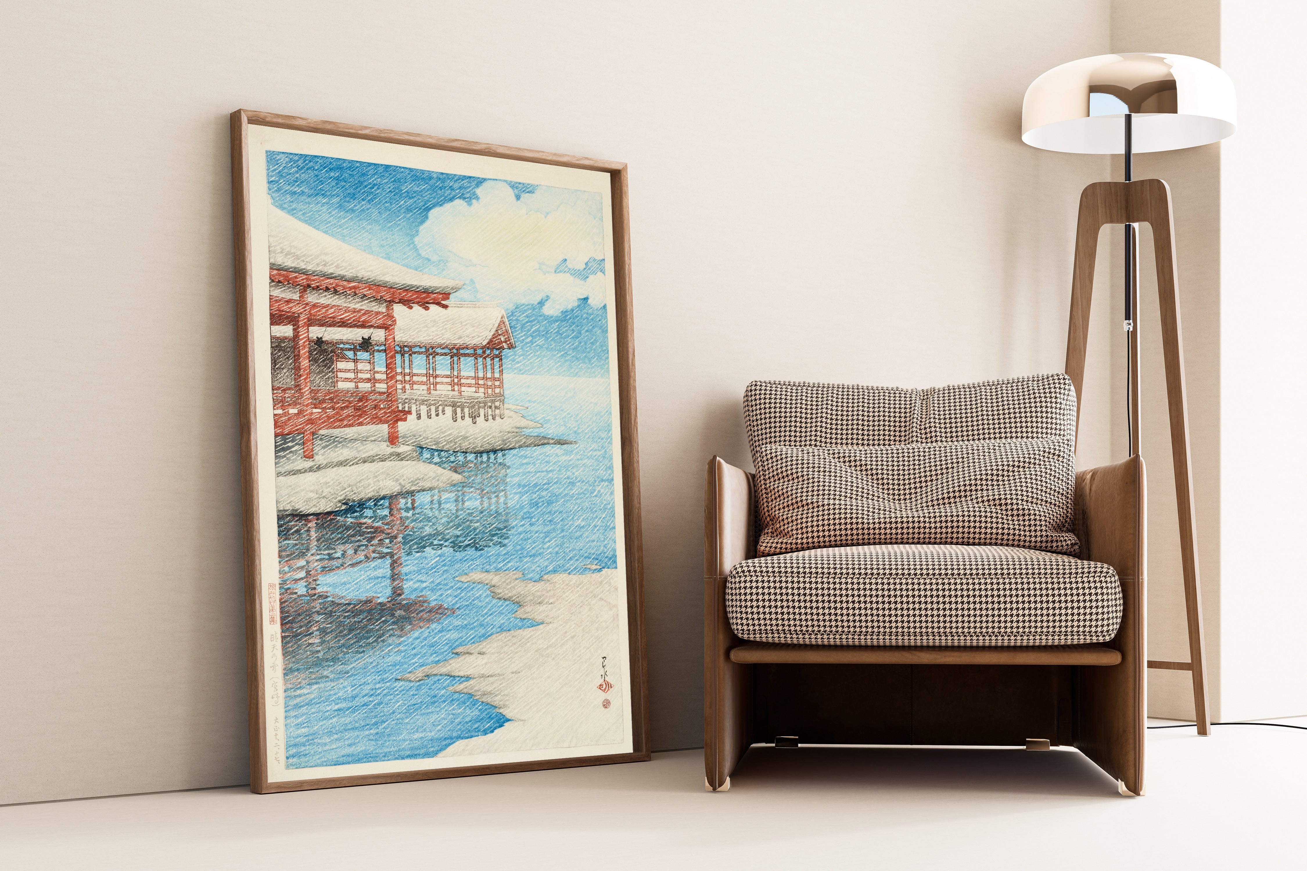 Kawase Hasui — A Fine Winter's Sky at Miyajima | Japanese Woodblock Print (Shin Hanga)