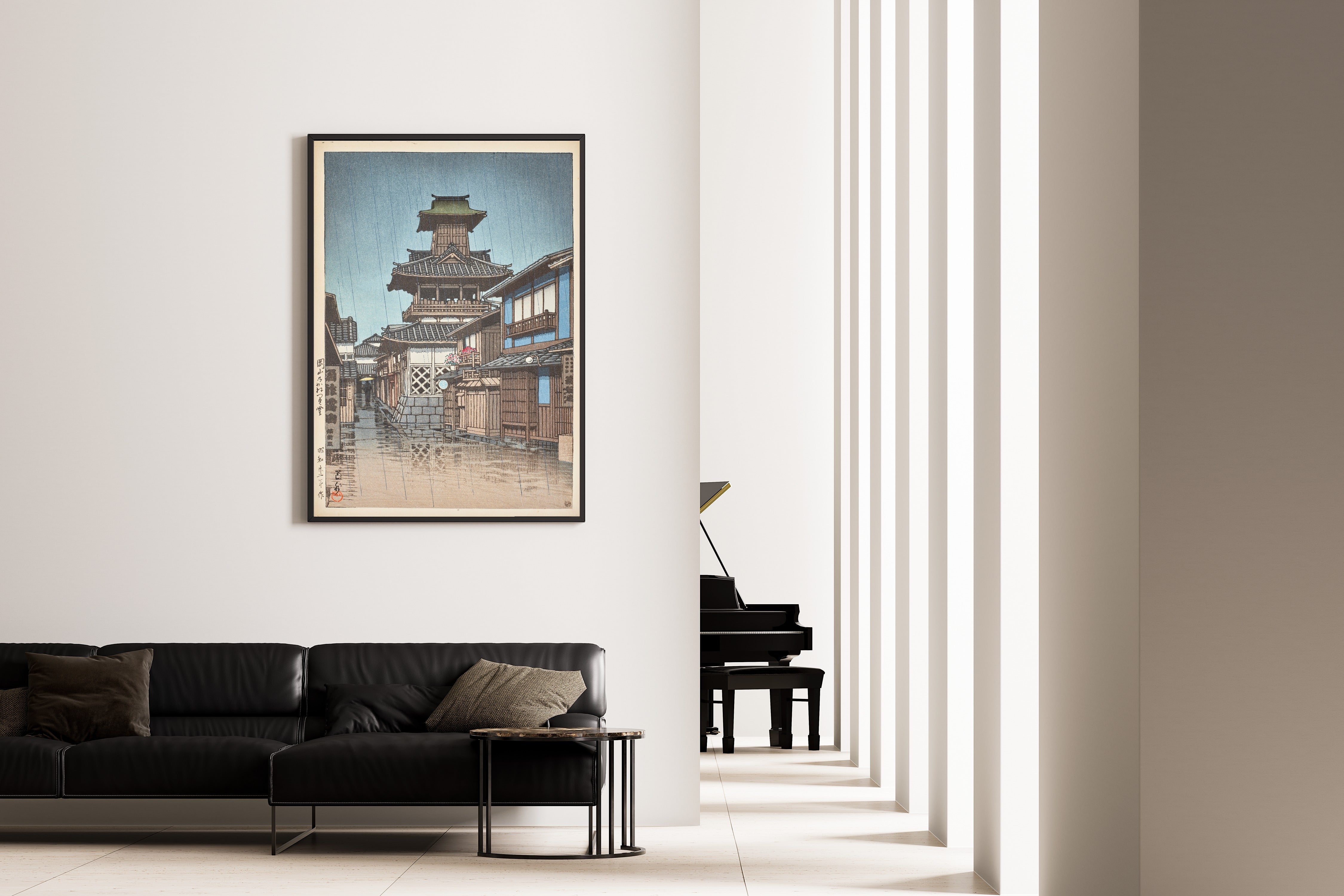 Kawase Hasui — Bell Tower at Okayama | Japanese Woodblock Print (Shin Hanga)