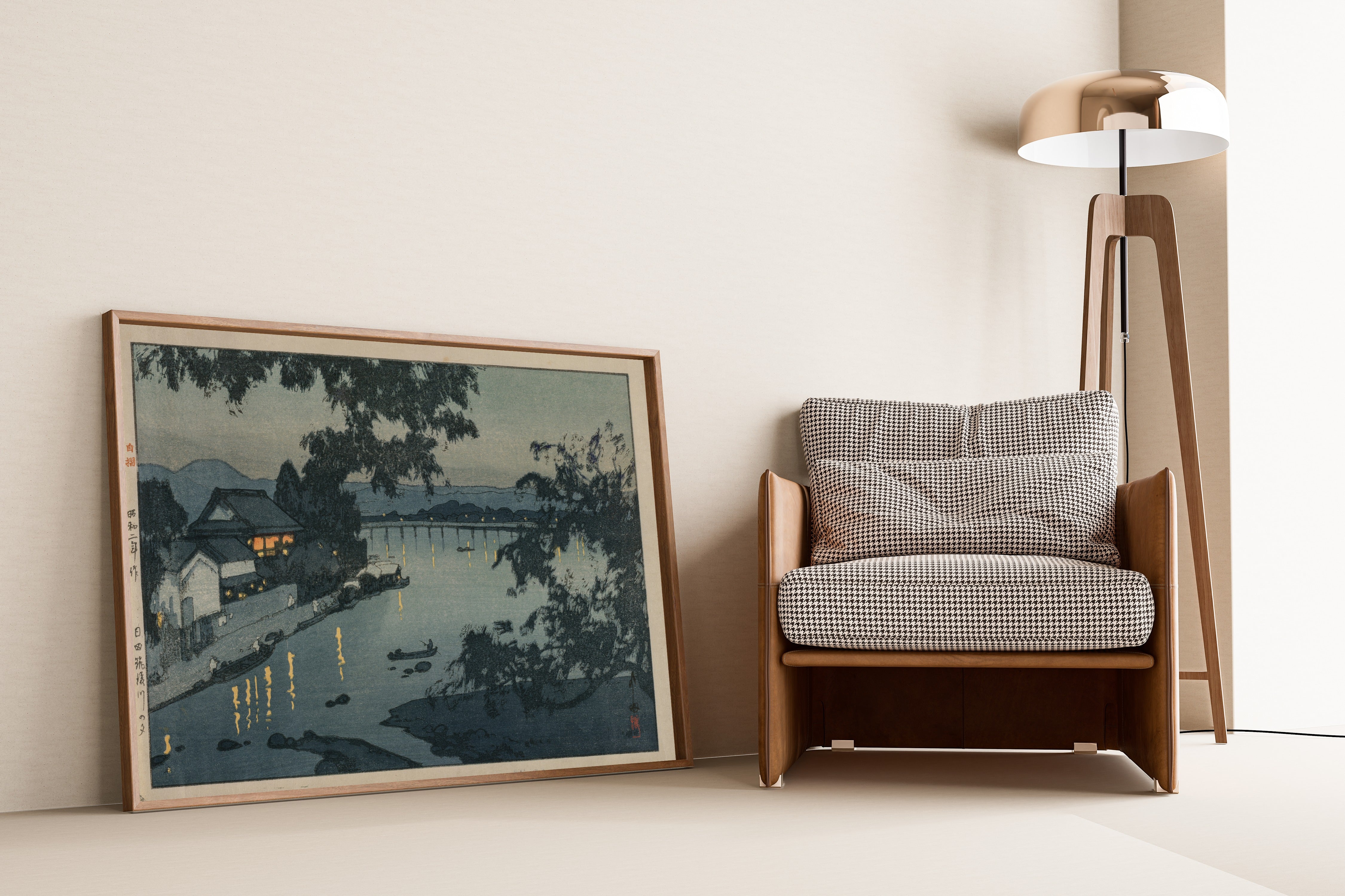 Hiroshi Yoshida — Evening on the Chikugo River | Japanese Woodblock Print (Shin Hanga)