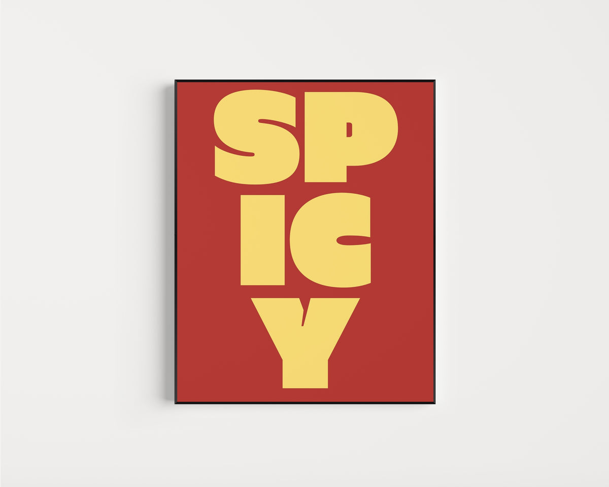 Framed art print of Spicy by Bauhaus, in a slim black frame on a plain white wall