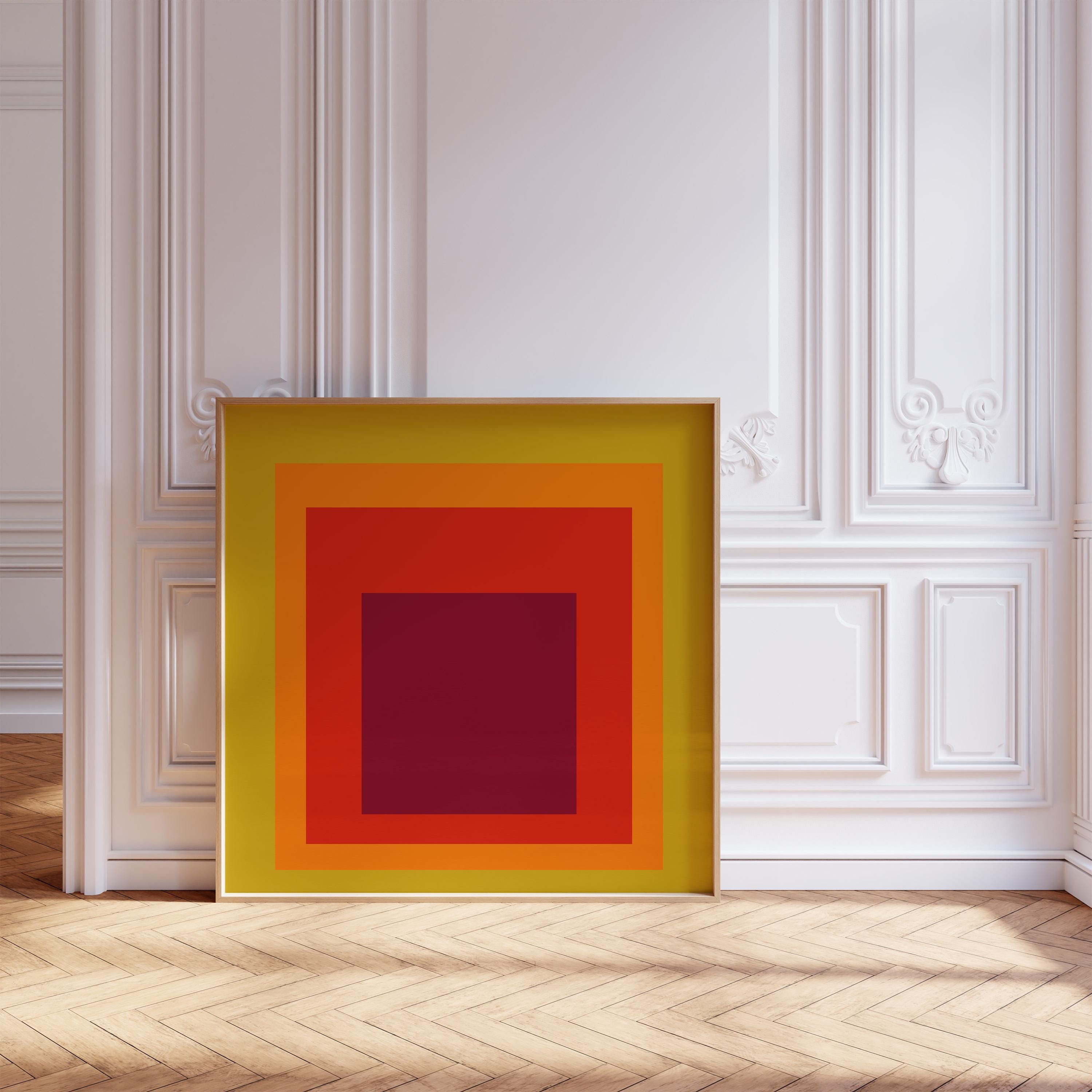 Split Peach - Josef Albers Inspired 'Homage to the Square' Giclée Print: Mid - Century Modern Art - 9ArtPrints