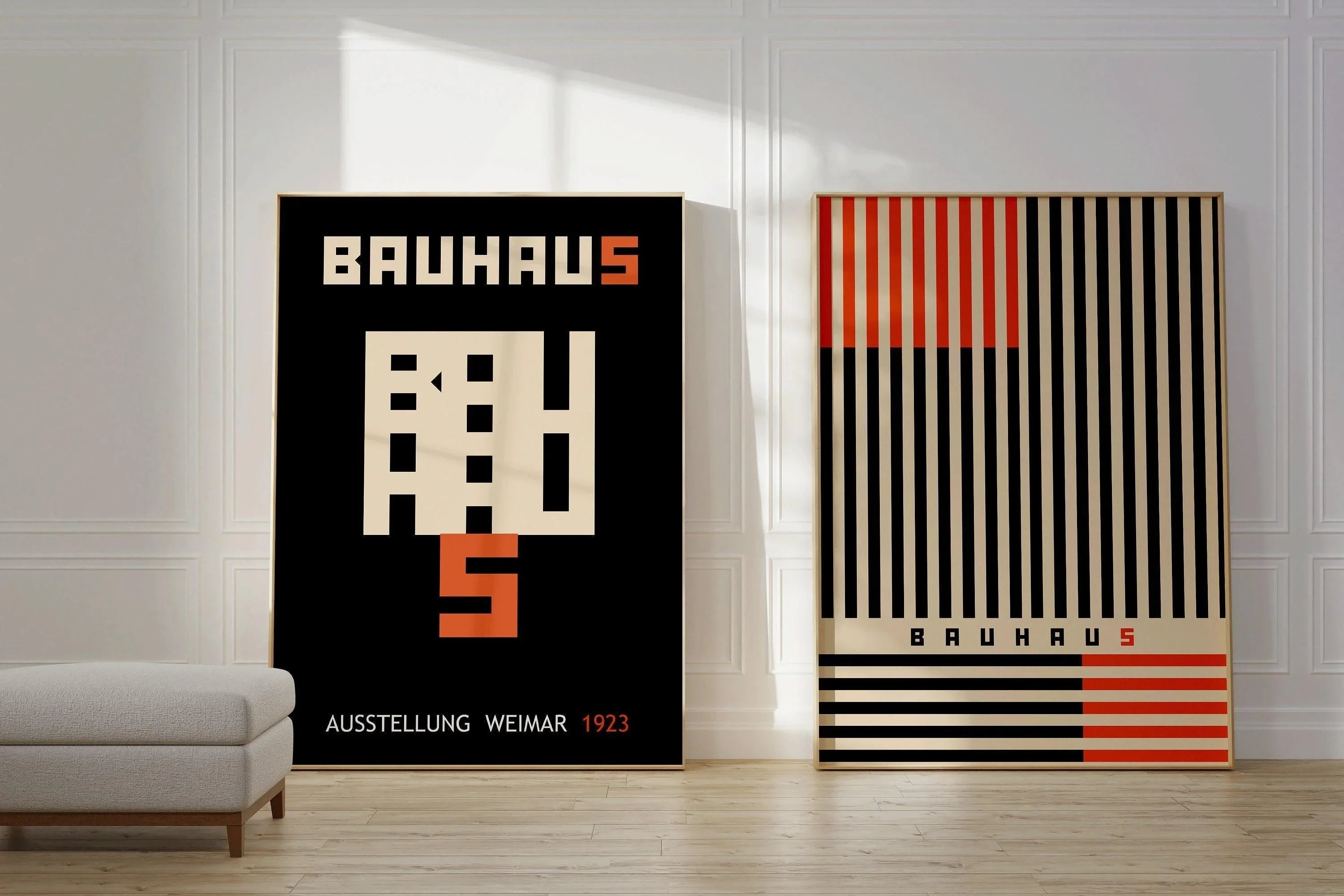 STATEMENT DUO Black and Orange Bauhaus | | Mid - Century Modern Art Print Posters | available framed - 9ArtPrints
