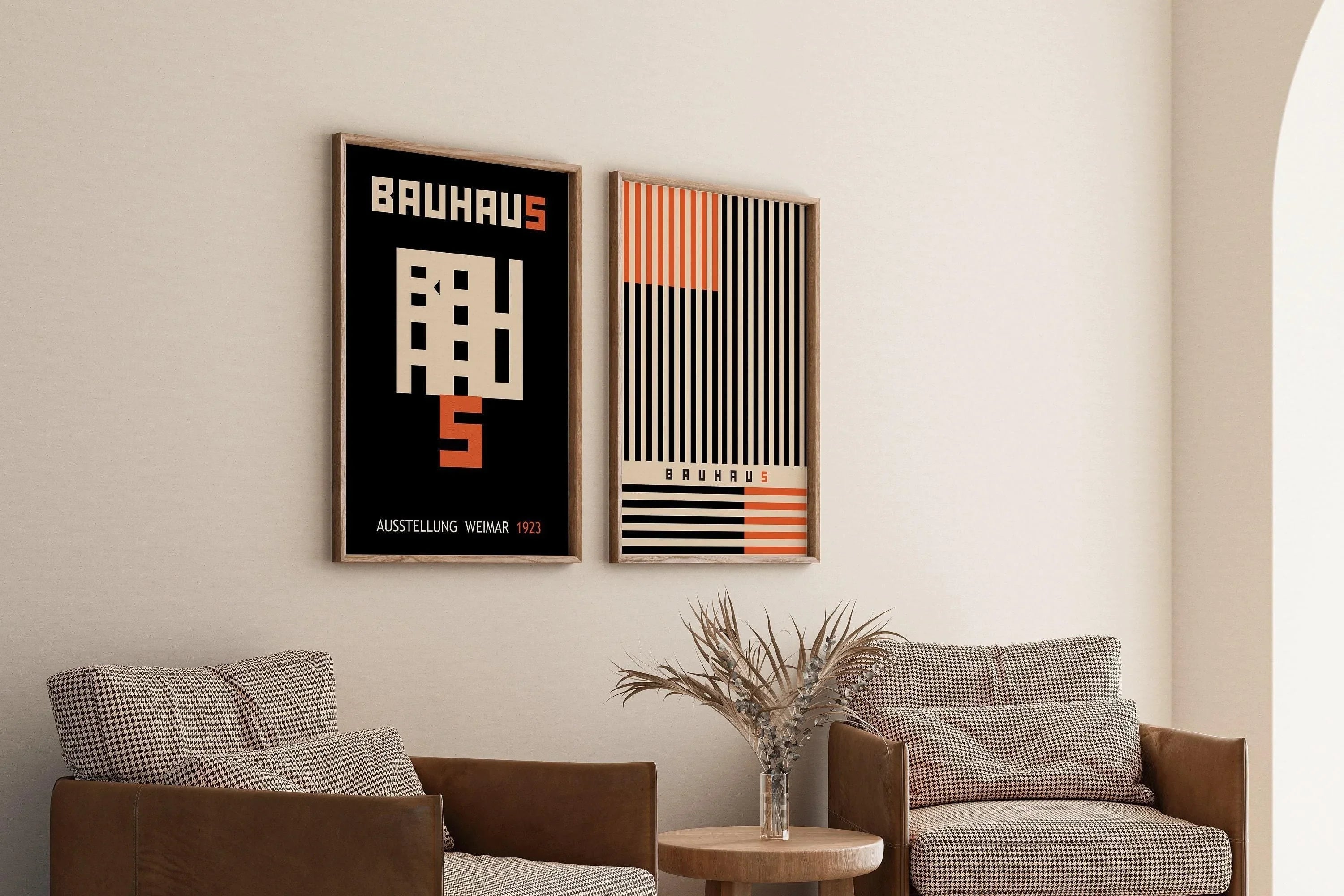 STATEMENT DUO Black and Orange Bauhaus | | Mid - Century Modern Art Print Posters | available framed - 9ArtPrints