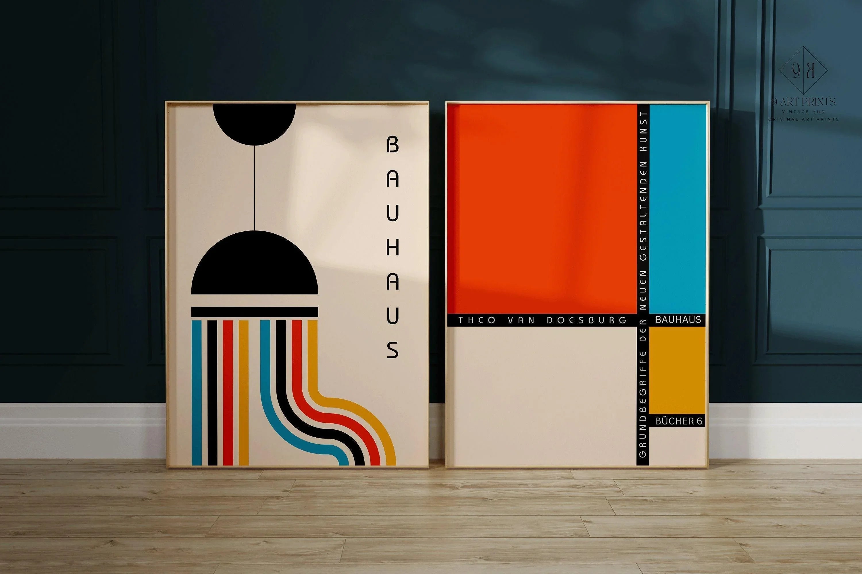 STATEMENT DUO Colourful Bauhaus | | Mid - Century Modern Art Print Posters | available framed - 9ArtPrints