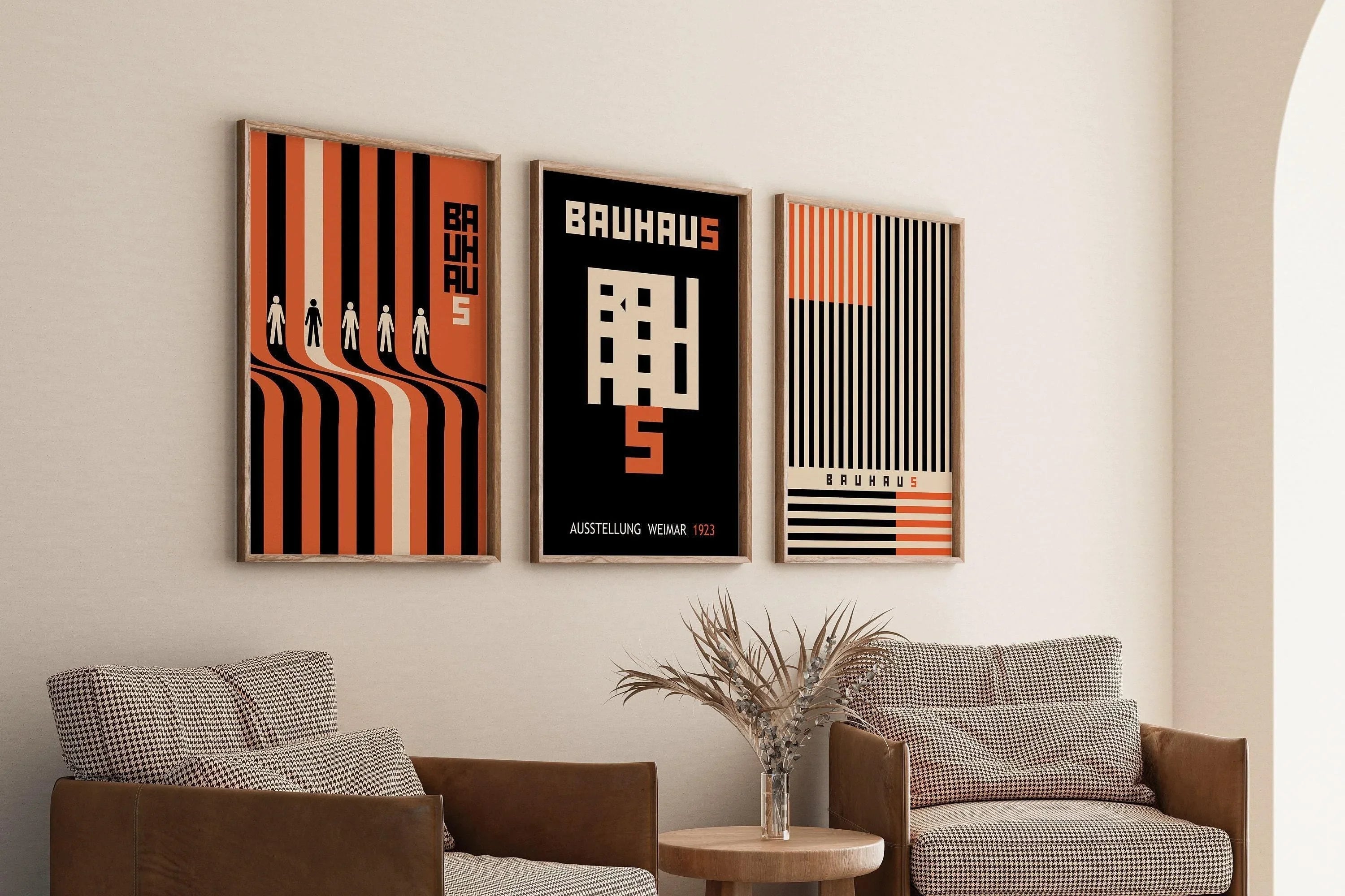 STATEMENT TRIO Bauhaus Black Orange Posters |Our Bestselling Mid - Century Modern Ausstellung Set | available framed - 9ArtPrints