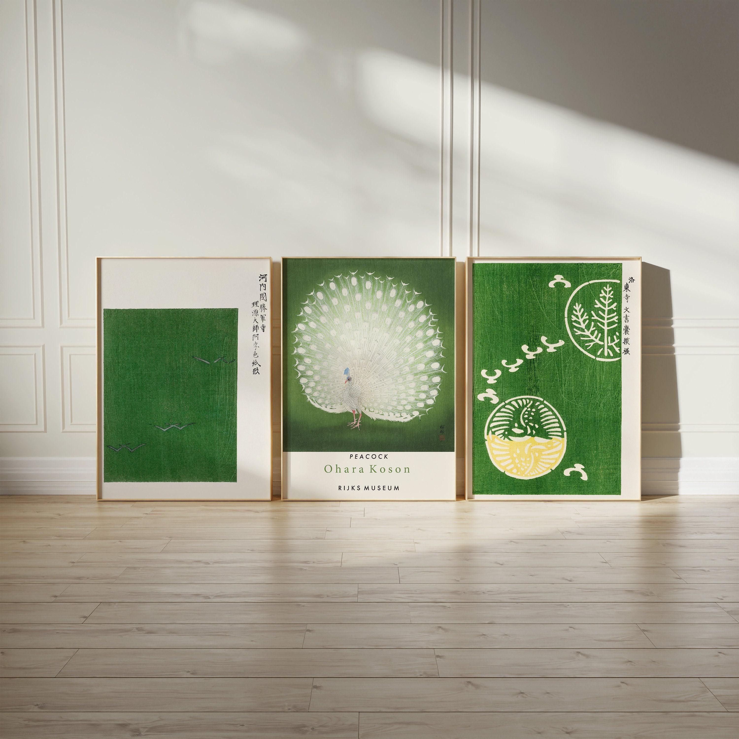 STATEMENT TRIO Japanese Green | Ohara Koson Prints Available Framed or Unframed - 9ArtPrints