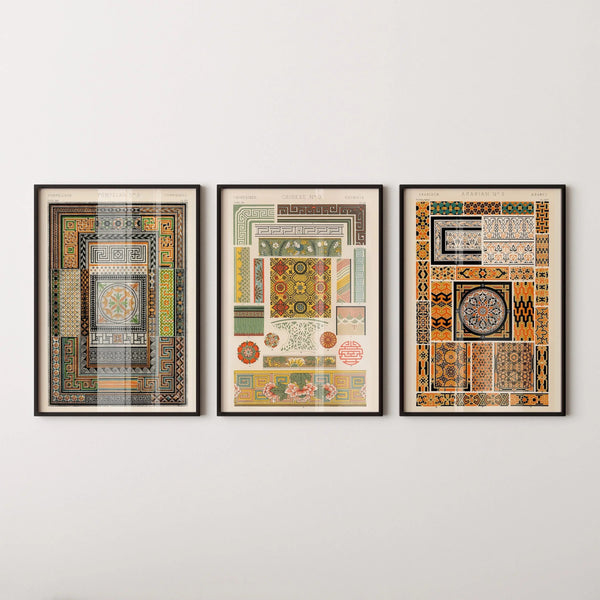 Owen Jones — Statement Trio | Pompeian, Arabian & Chinese Patterns | Grammar of Ornament Art Print