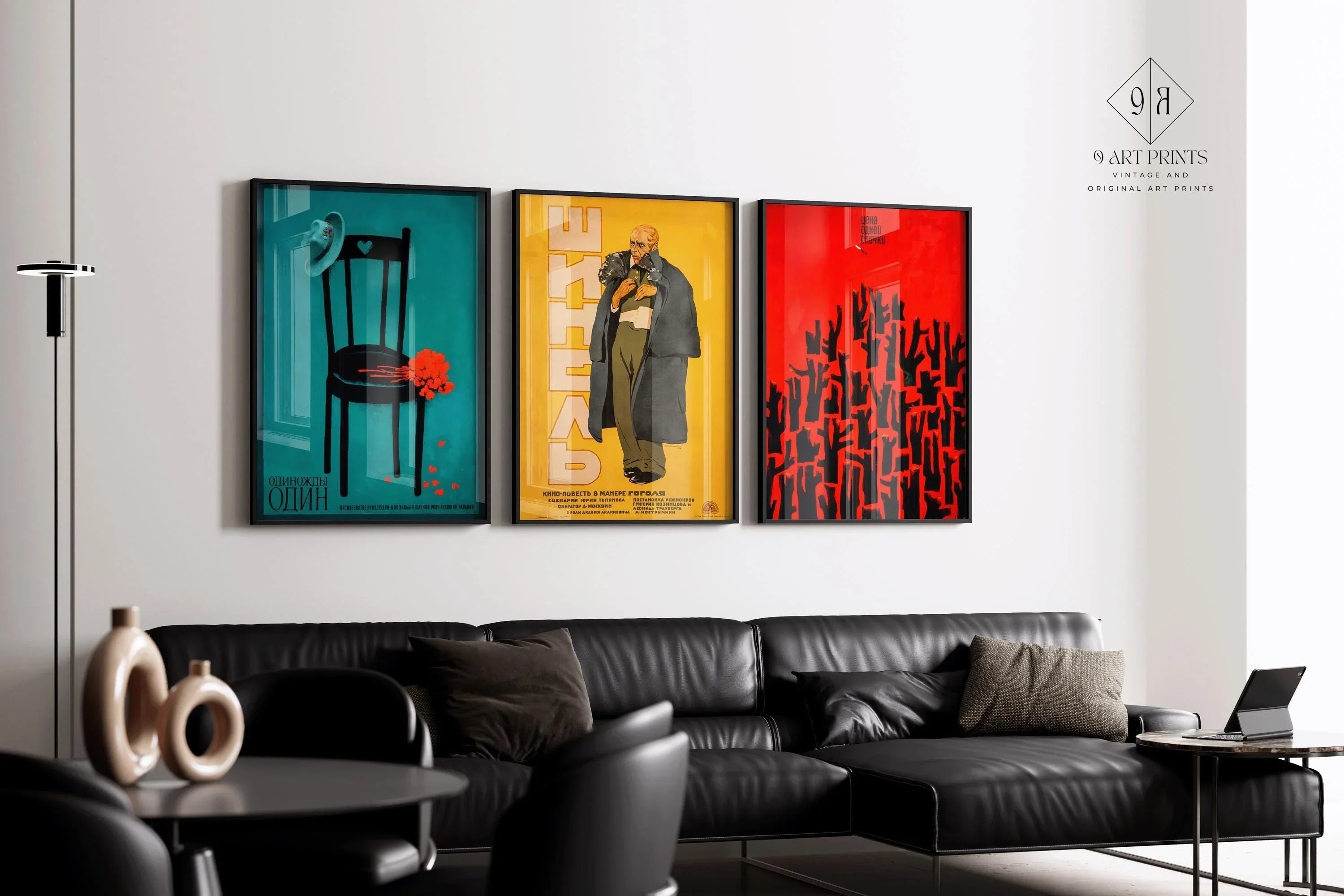 STATEMENT TRIO Soviet Posters - Once One, Price of a Match and Gogol's The Overcoat || Striking Colours (Available Framed) - 9ArtPrints