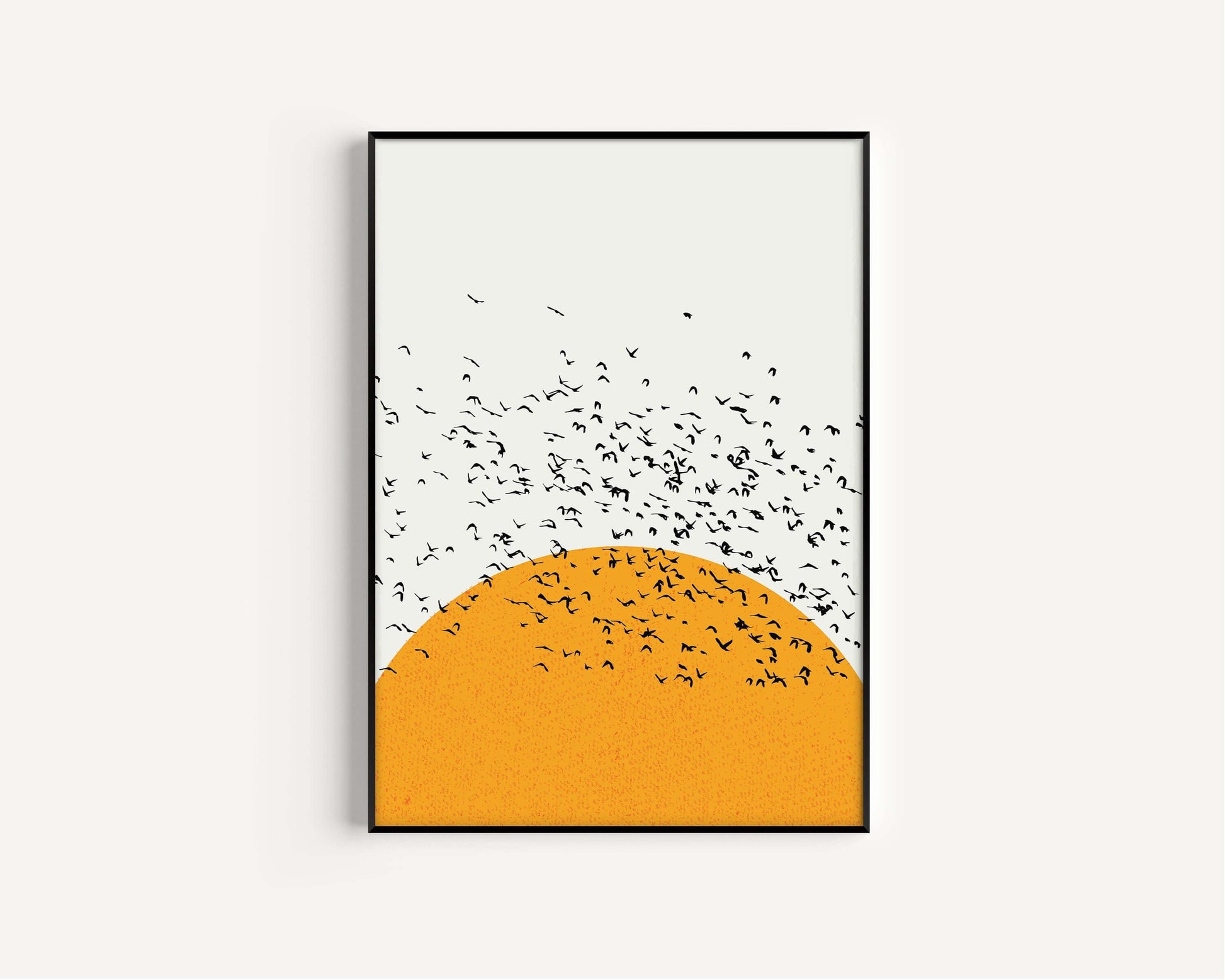 Sunset and Birds - Retro Minimalist Poster (available framed or unframed) - 9ArtPrints