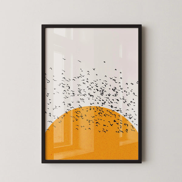 Sunset and Birds | Retro Minimalist Fine Art Print