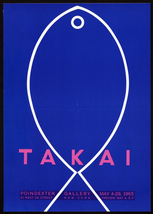 Teiji Takai — Fish | Vintage Japanese Minimalist Poster Print in Blue
