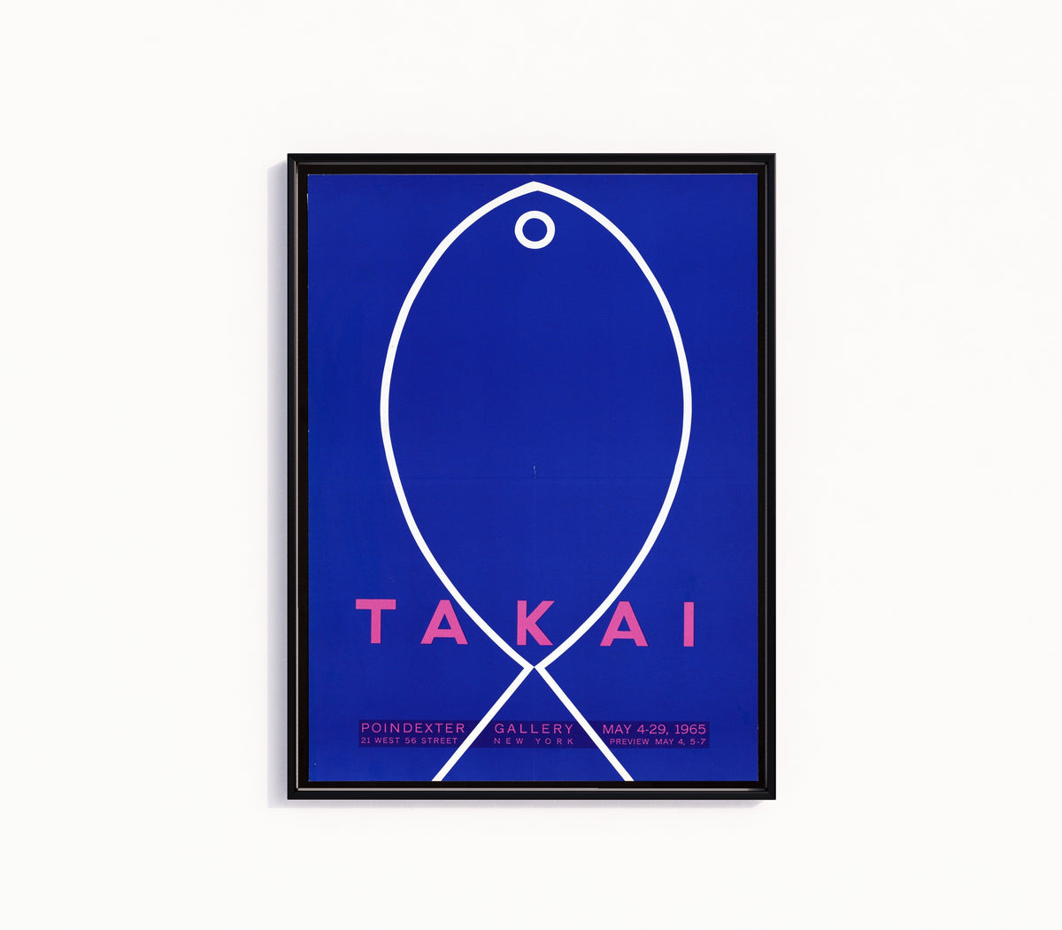 Framed art print of Fish by Teiji Takai, in a slim black frame on a plain white wall