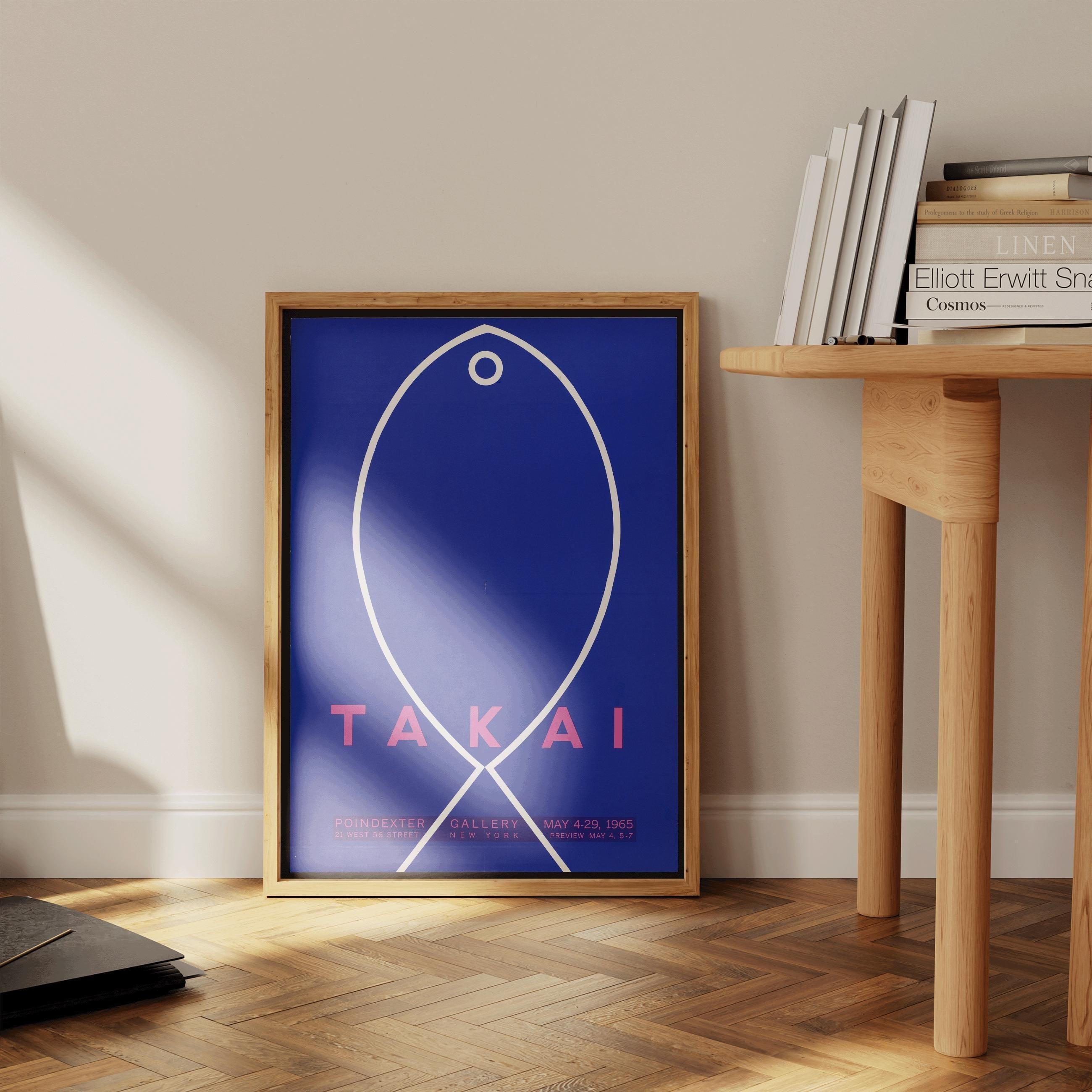 Teiji Takai - Fish | Vintage Minimalist Japanese Poster in Blue Available handframed or unframed - 9ArtPrints