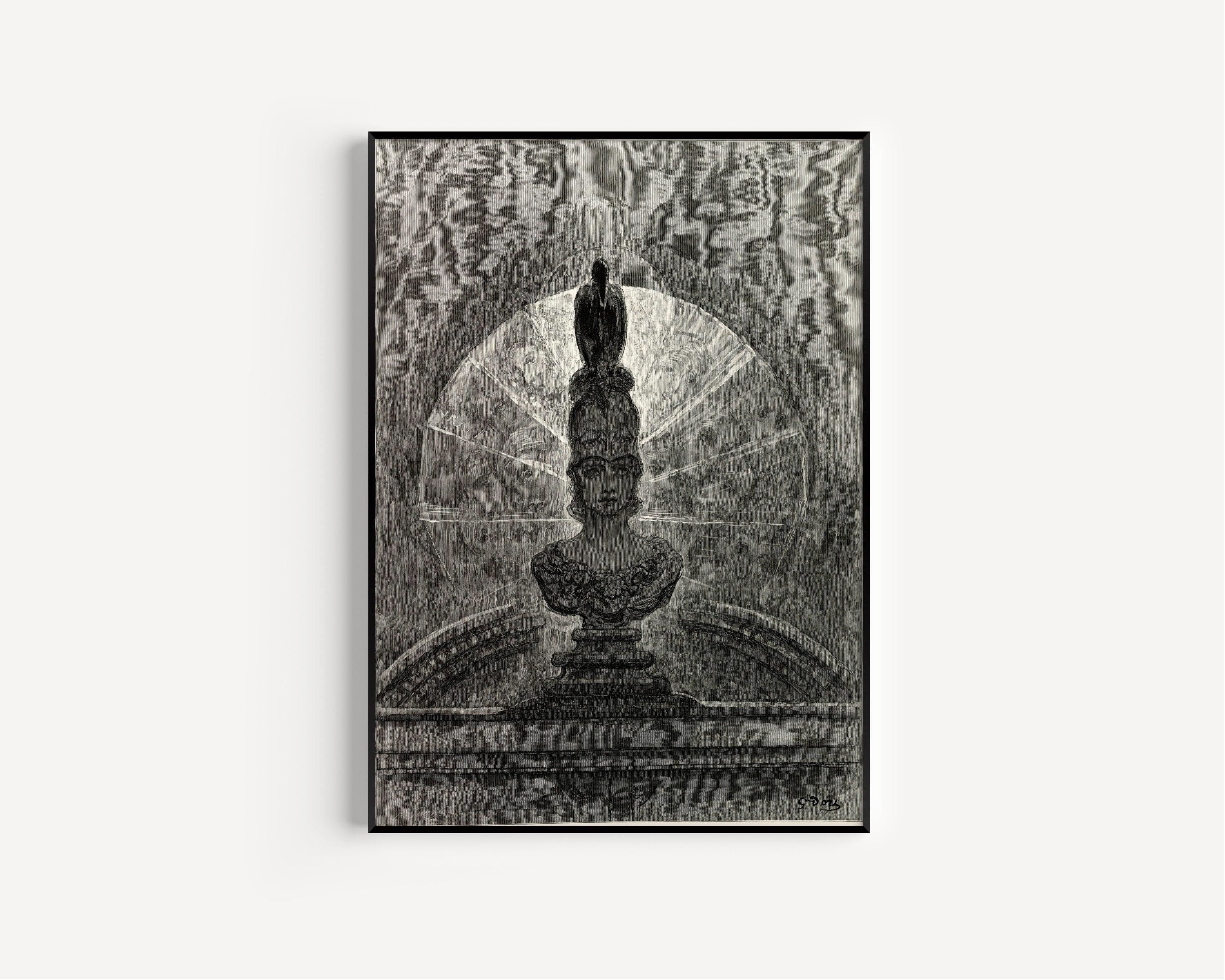 Gustave Doré — Perched upon a bust of Pallas | Gothic Illustration Print