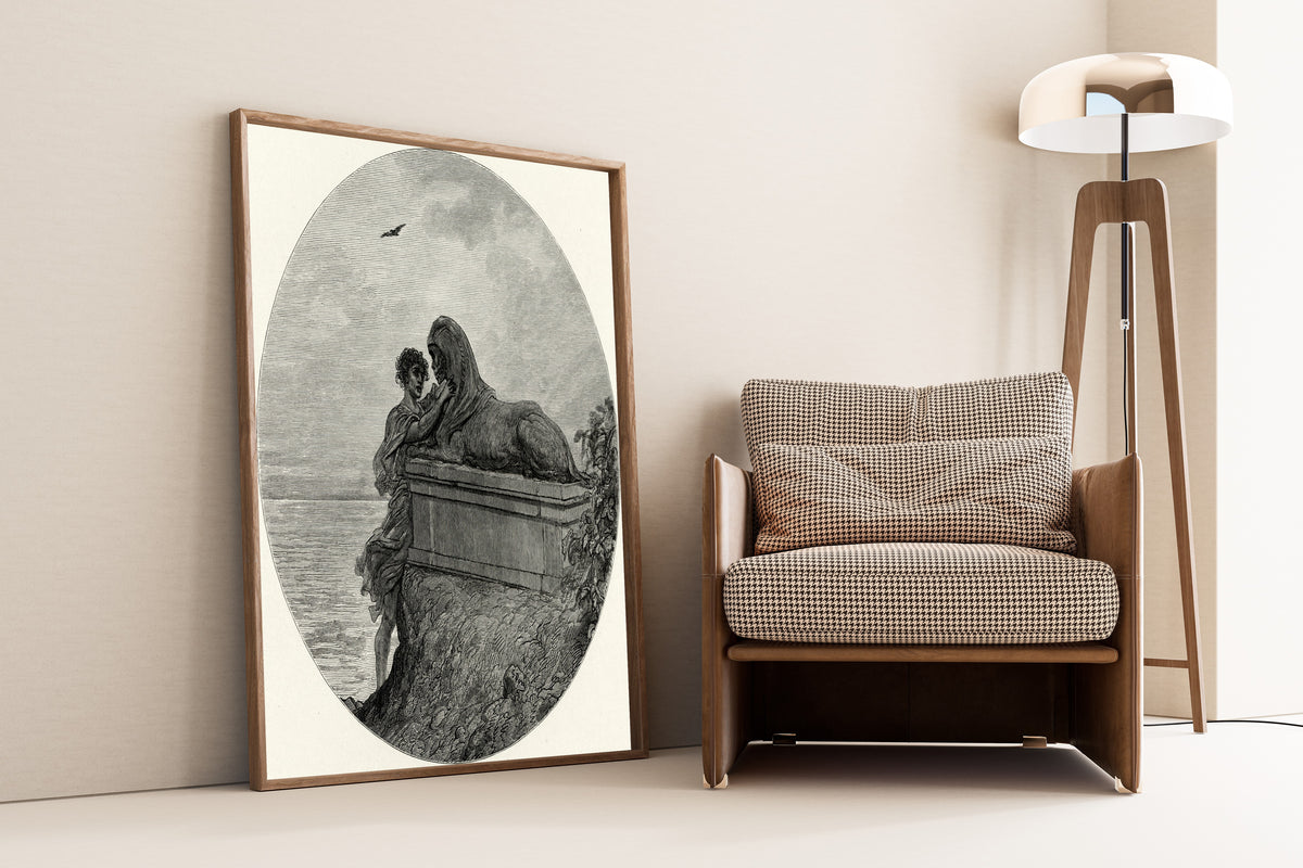 Gustave Doré — Tailpiece: the Sphinx | Gothic Illustration Print