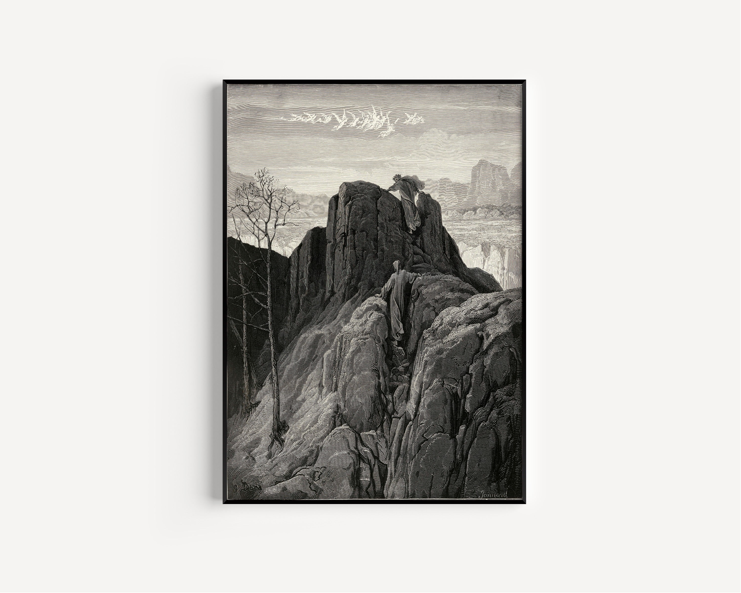 Gustave Doré — Purgatorio, Canto IV: The Ground Ask'd Help of Hands and Feet | Dante Illustration Print