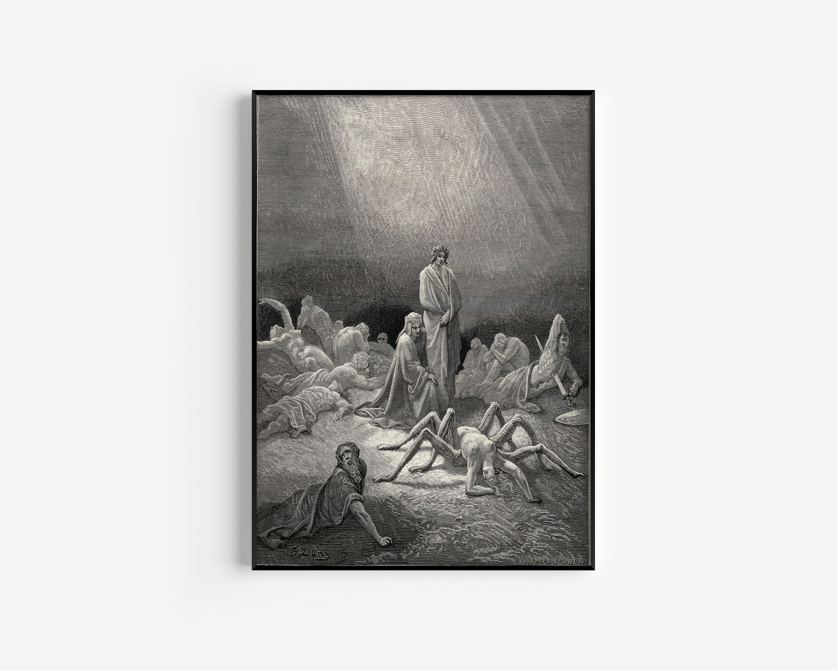 Gustave Doré — Purgatorio, Canto XII: Arachne, Half Spider Now | Dante Illustration Print
