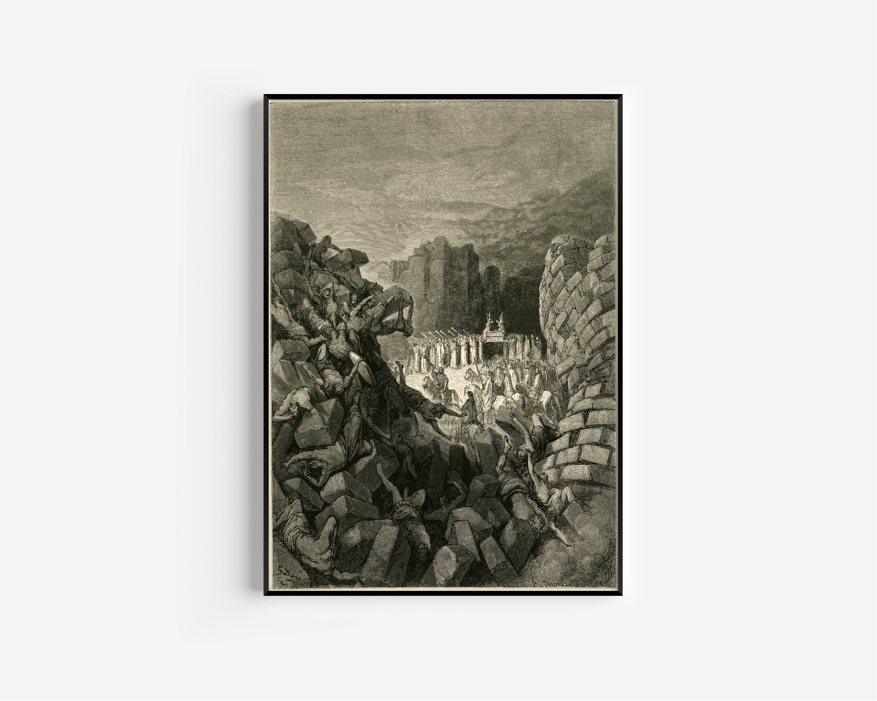 Gustave Doré — The Walls of Jericho Falling Down | Engraving Print