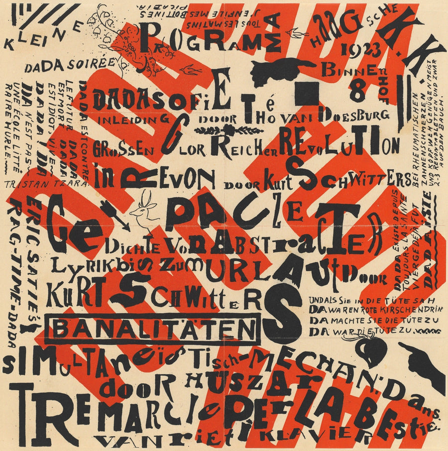 Theo van Doesburg — Small Dada Evening | Dada Fine Art Print (1×1) shown to scale on a wall above a sofa