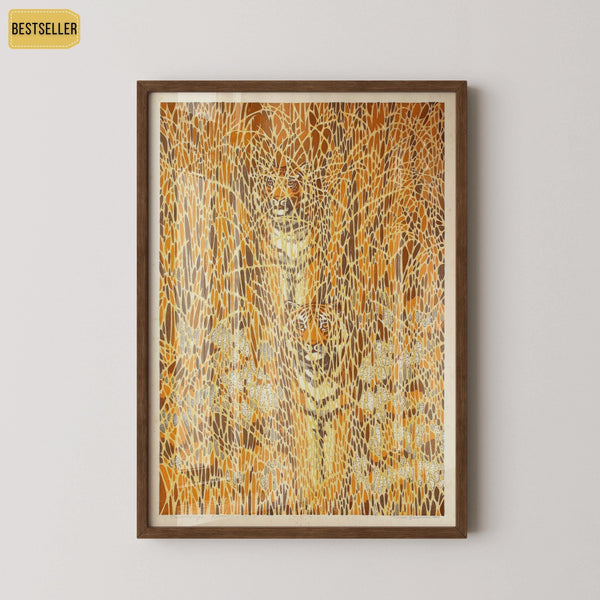 Toshi Yoshida — Camouflaged Tigers | Sosaku-hanga Print