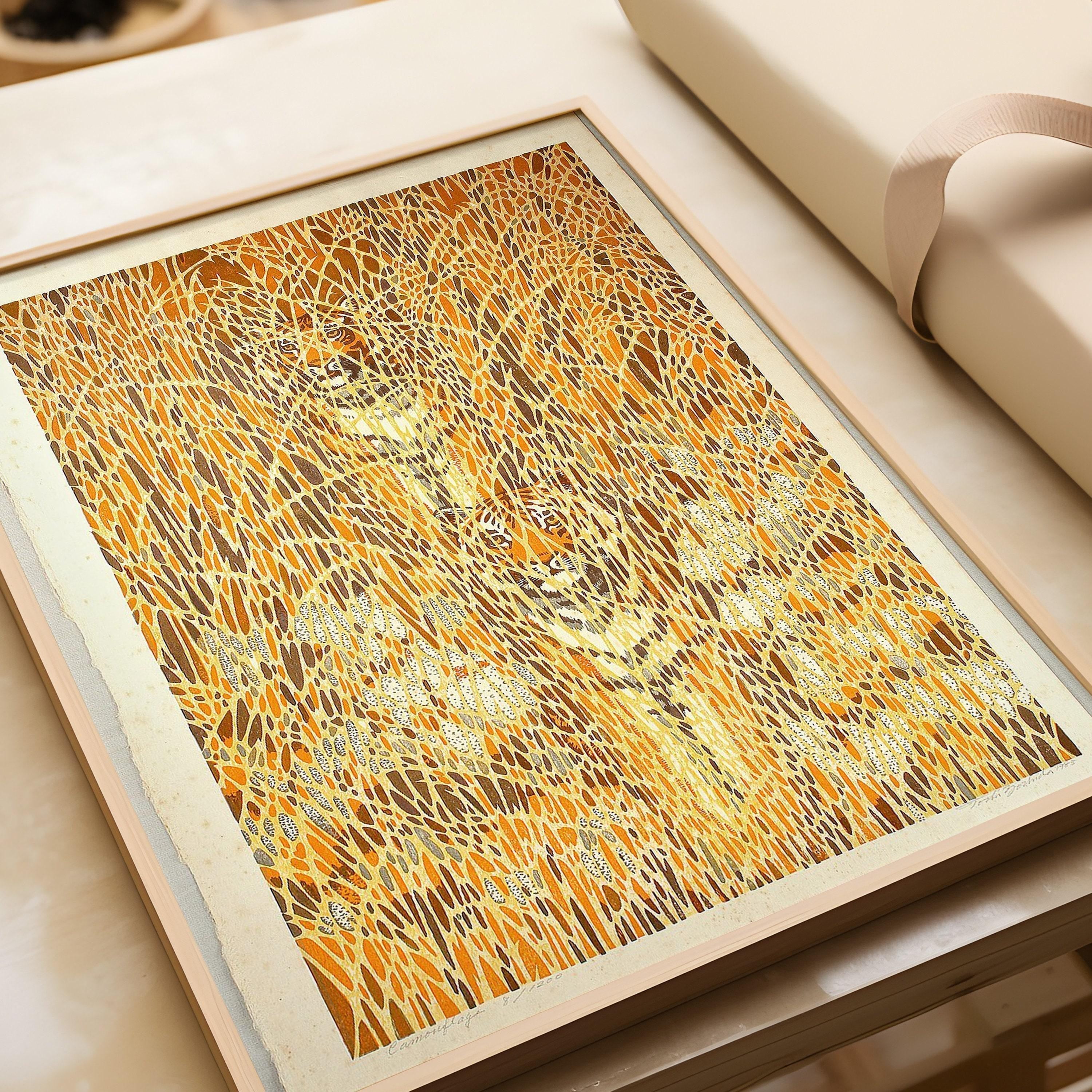 Toshi Yoshida Camouflaged Tigers Giclee Print: Vintage Japanese Woodblock Art - 9ArtPrints