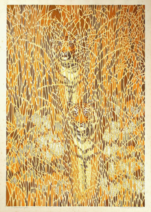 Toshi Yoshida — Camouflaged Tigers | Sosaku-hanga Print - 9ArtPrints
